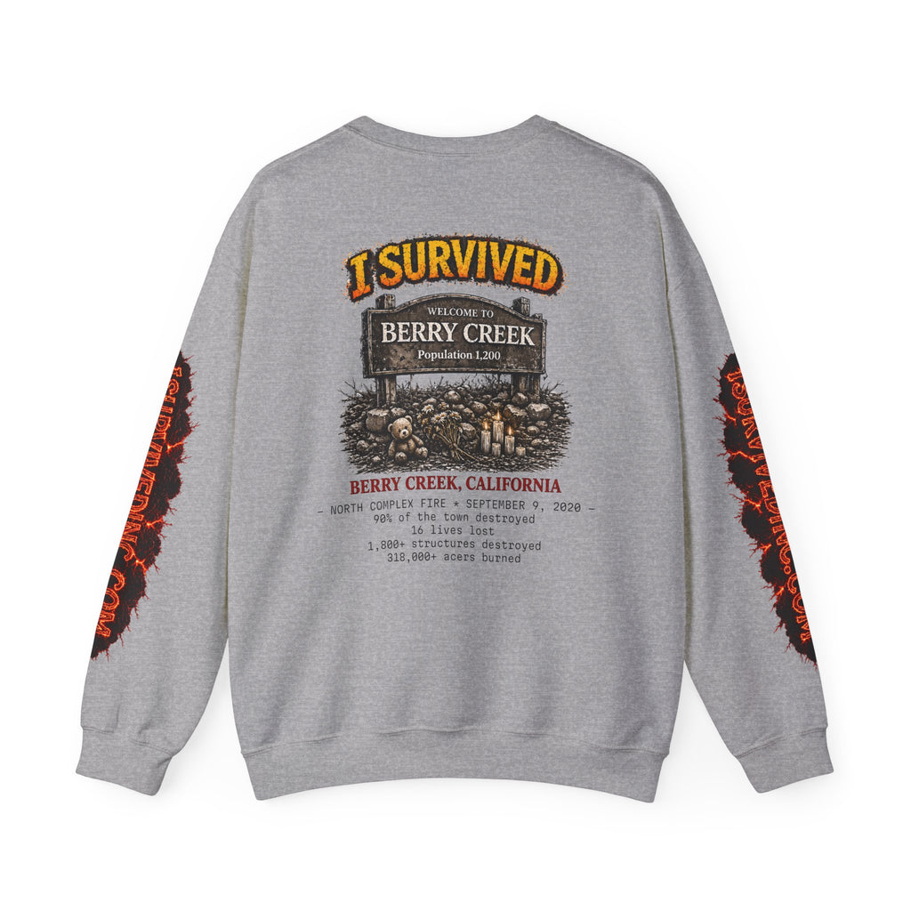 I Survived 2020 — S2:E1 "Berry Creek" | Wildfire Edition Memorial Unisex Heavy Blend™ Crewneck Sweatshirt