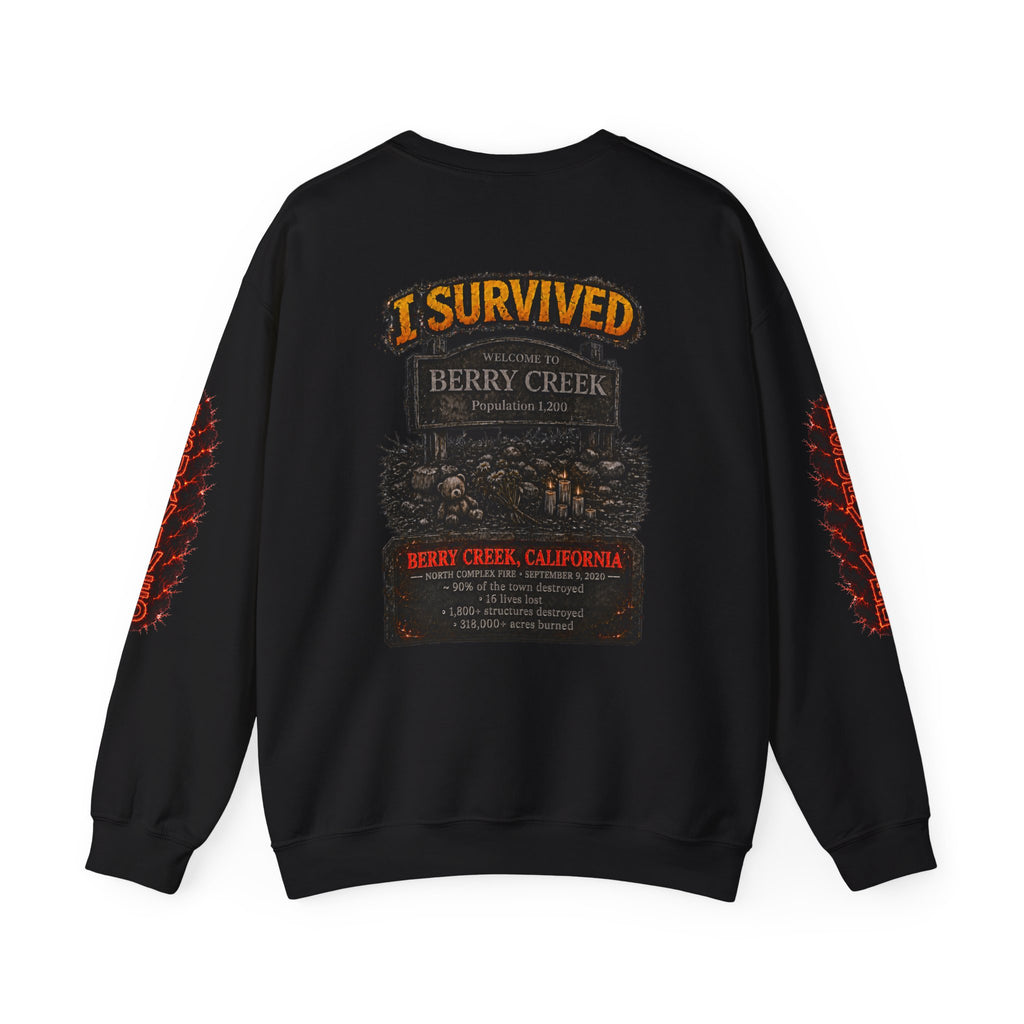 I Survived 2020 — Director's Cut S2:E1 "Berry Creek" | Wildfire Edition Memorial Unisex Heavy Blend™ Crewneck Sweatshirt