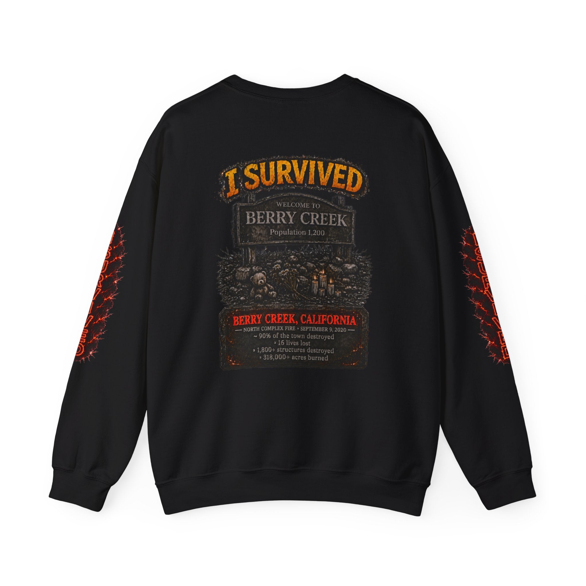 I Survived 2020 — Director's Cut S2:E1 "Berry Creek" | Wildfire Edition Memorial Unisex Heavy Blend™ Crewneck Sweatshirt