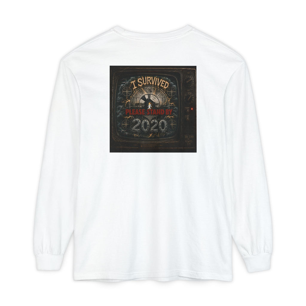 I Survived 2020 — "Please Stand By" Test Pattern Tee Summer Premier Unisex Garment-Dyed Long Sleeve T-Shirt