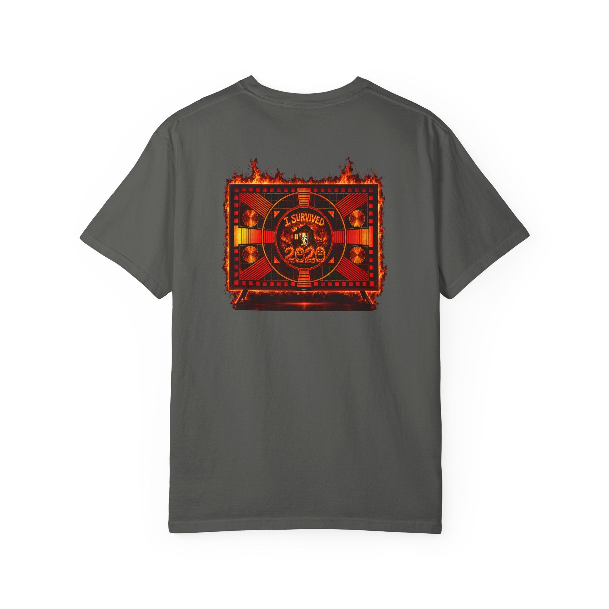 I Survived 2020 — "Please Stand By" Test Pattern Tee Wildfire Signal Edition Summer Premiere Unisex Garment-Dyed T-shirt