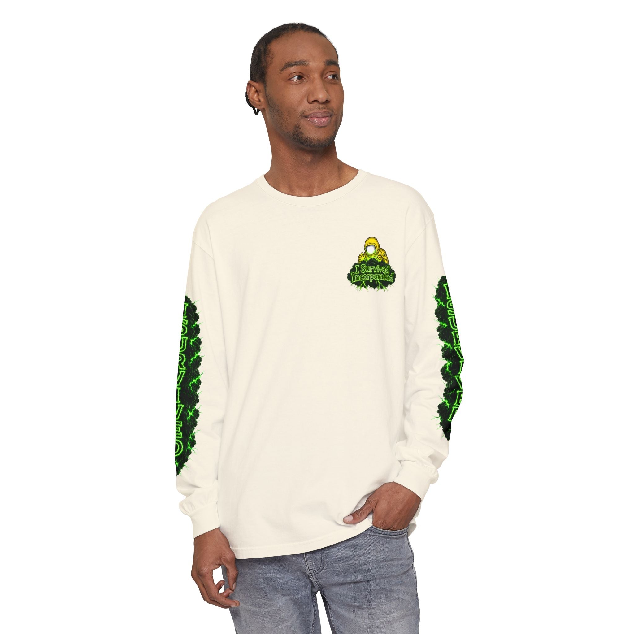 I Survived 2020 — "Please Stand By" Test Pattern Toxic Signal Tee Special Edition Summer Premiere Unisex Garment-Dyed Long Sleeve T-Shirt