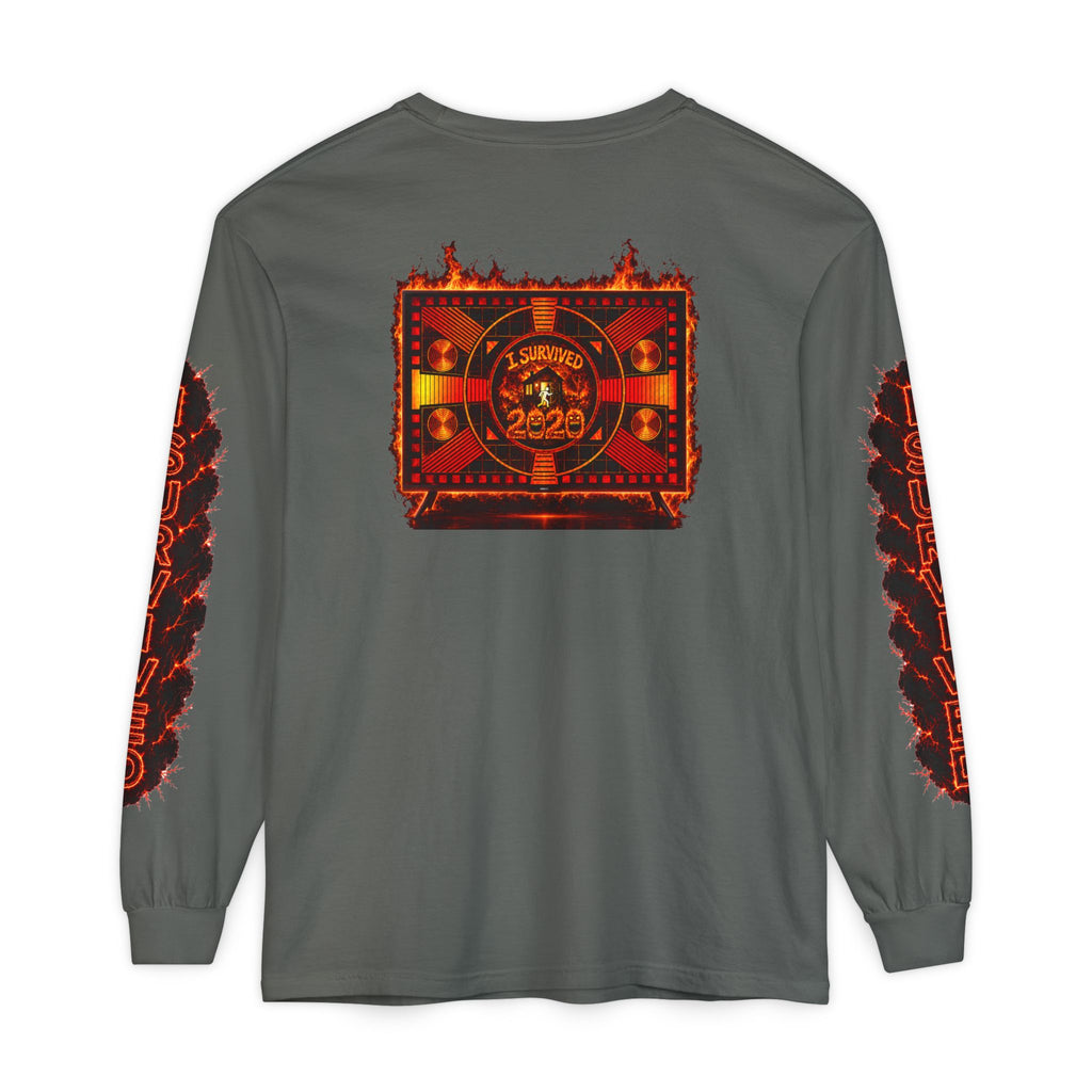 I Survived 2020 — "Please Stand By" Test Pattern Tee Special Edition Wildfire Signal Edition Summer Premiere Unisex Garment-Dyed Long Sleeve T-Shirt