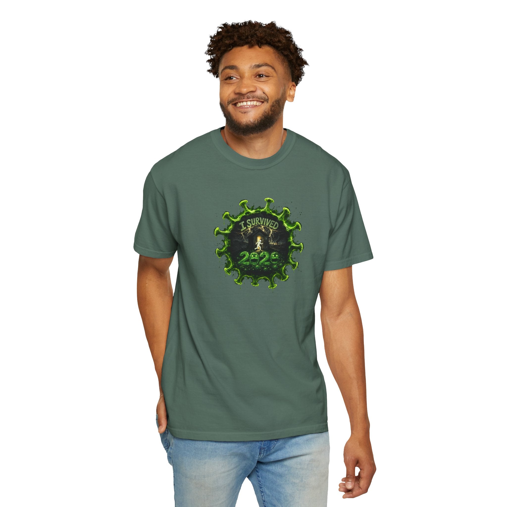 I Survived 2020 — PANDEMIC S1:E4: Director's Cut "Mask Madness" Unisex Garment-Dyed T-shirt