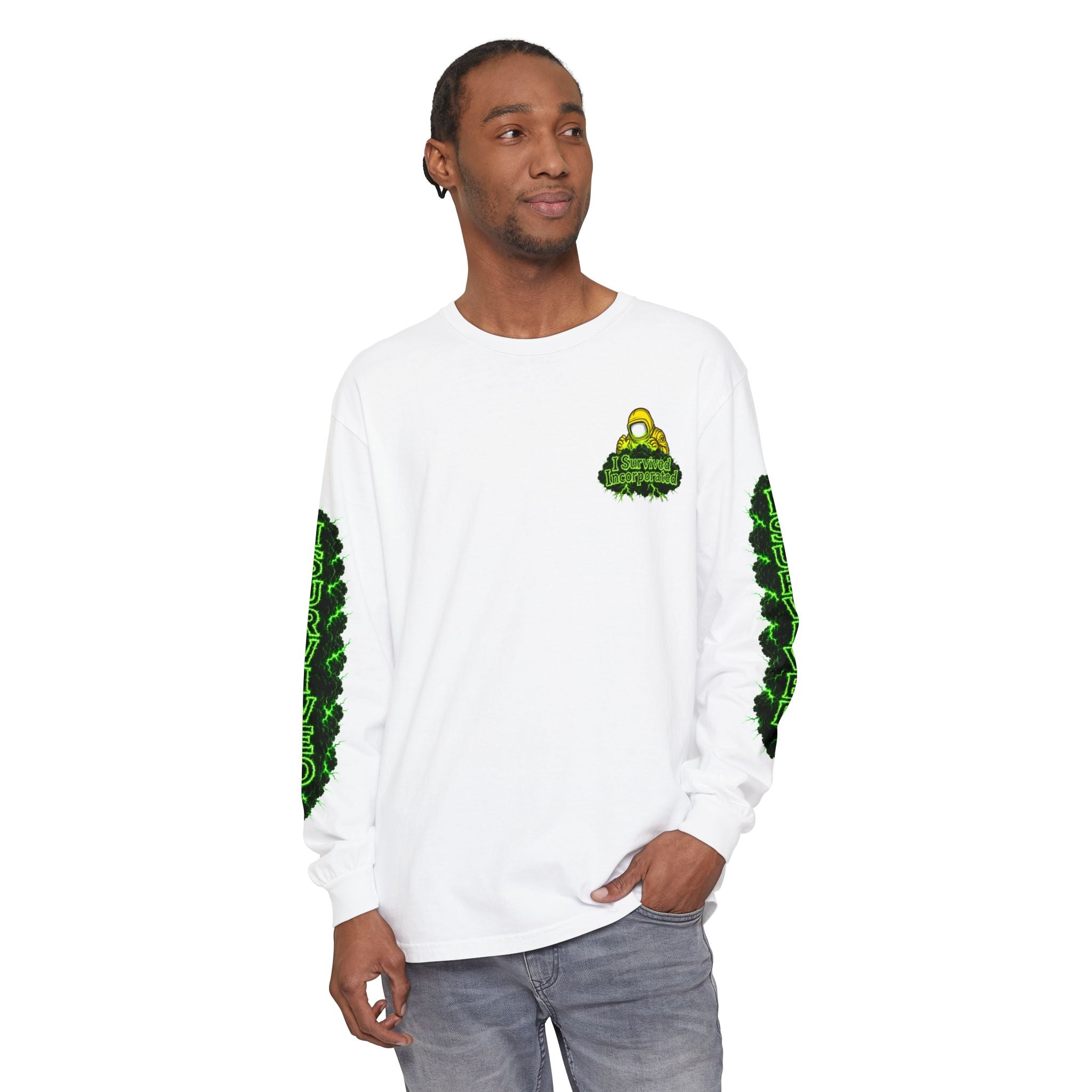 I Survived 2020 — "Please Stand By" Test Pattern Toxic Signal Tee Special Edition Summer Premiere Unisex Garment-Dyed Long Sleeve T-Shirt