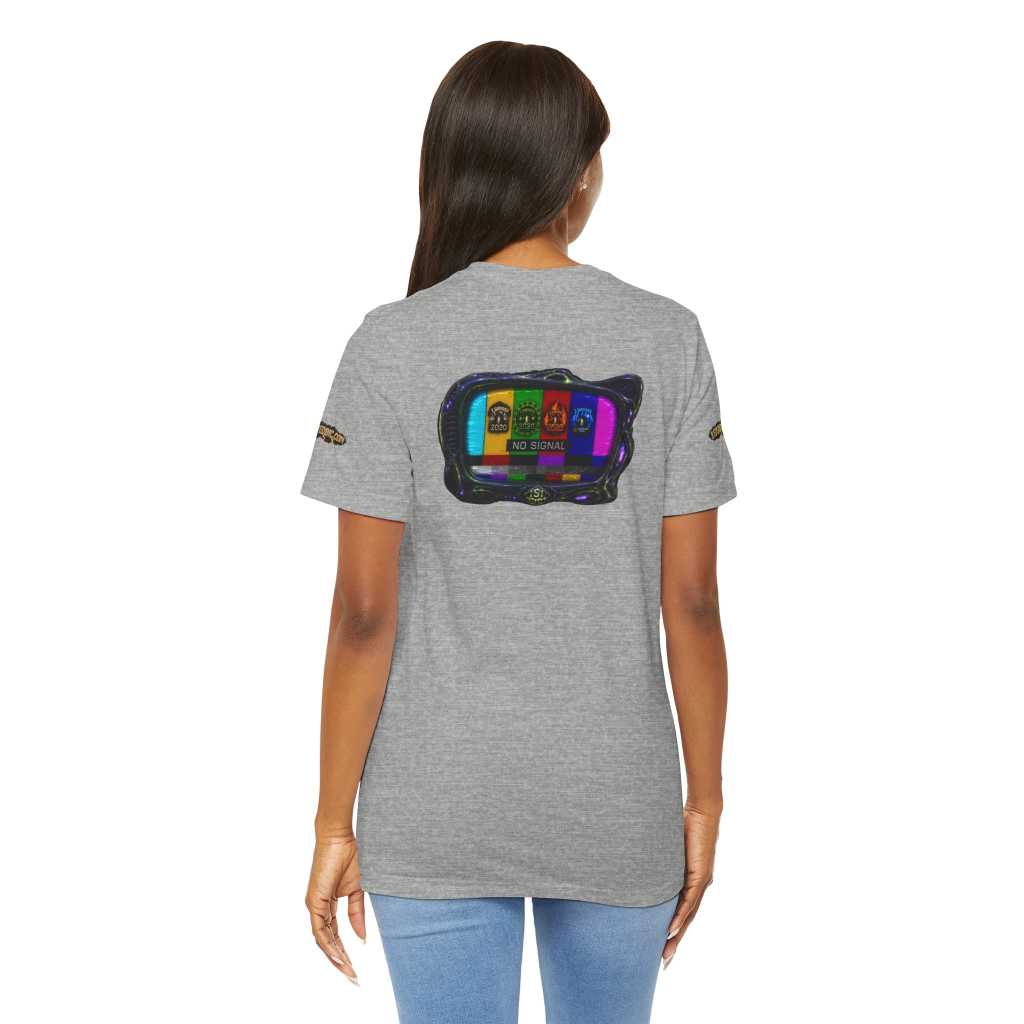 I Survived 2020 — "No Signal" Test Pattern Tee Alien Broadcast Finale Summer Premiere Unisex Jersey Short Sleeve Tee