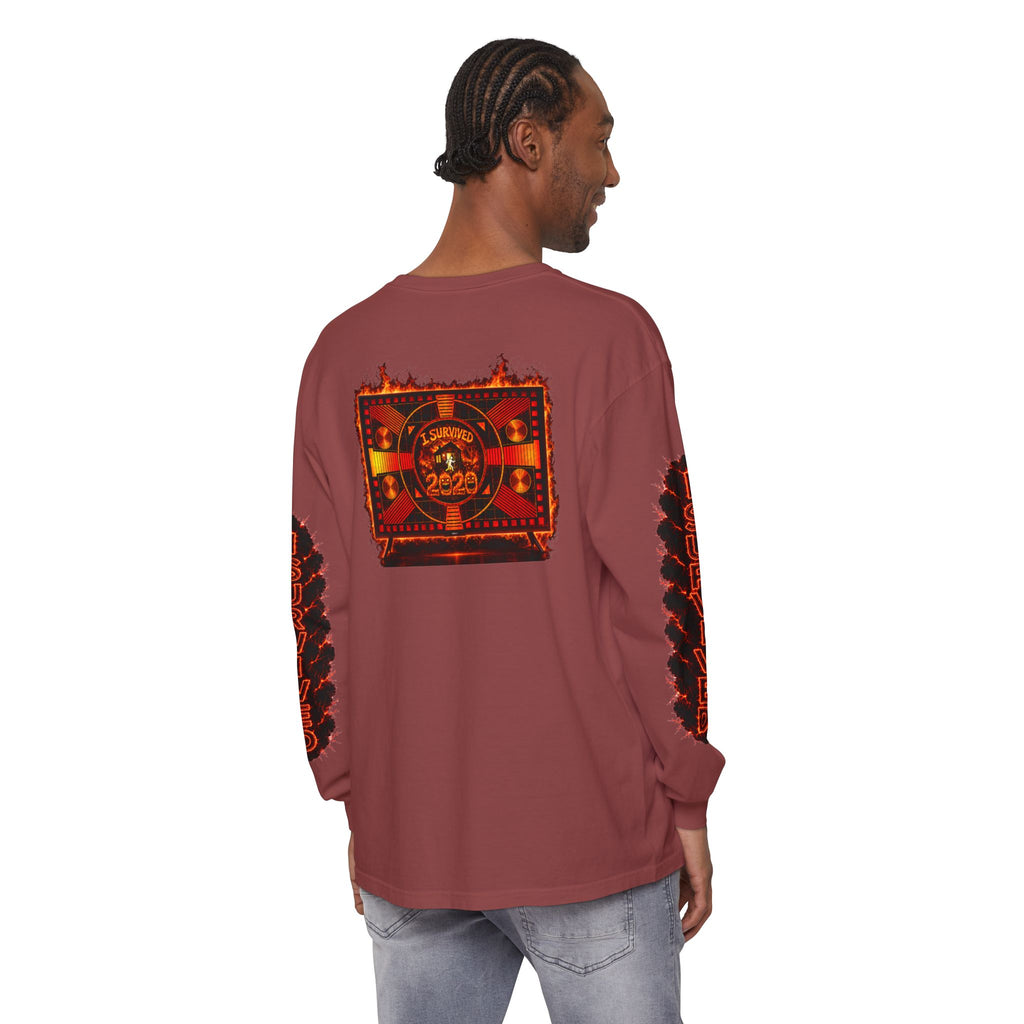 I Survived 2020 — "Please Stand By" Test Pattern Tee Special Edition Wildfire Signal Edition Summer Premiere Unisex Garment-Dyed Long Sleeve T-Shirt