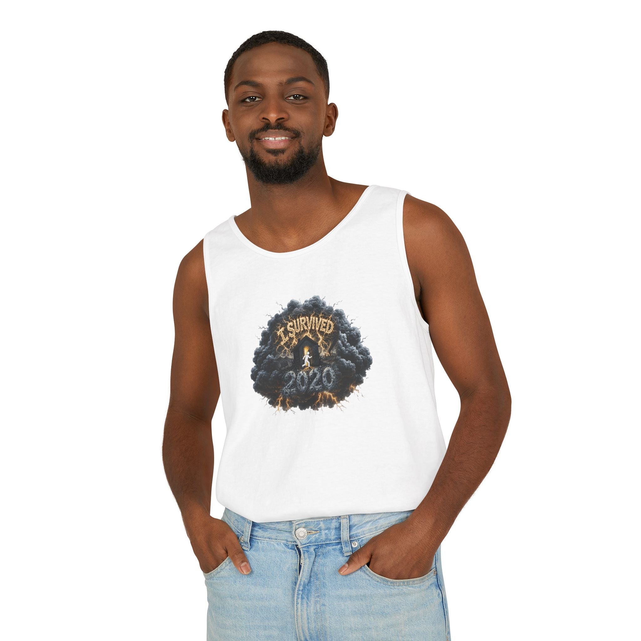 I Survived 2020 — Original PILOT Design: Director's Cut Unisex Garment-Dyed Tank Top