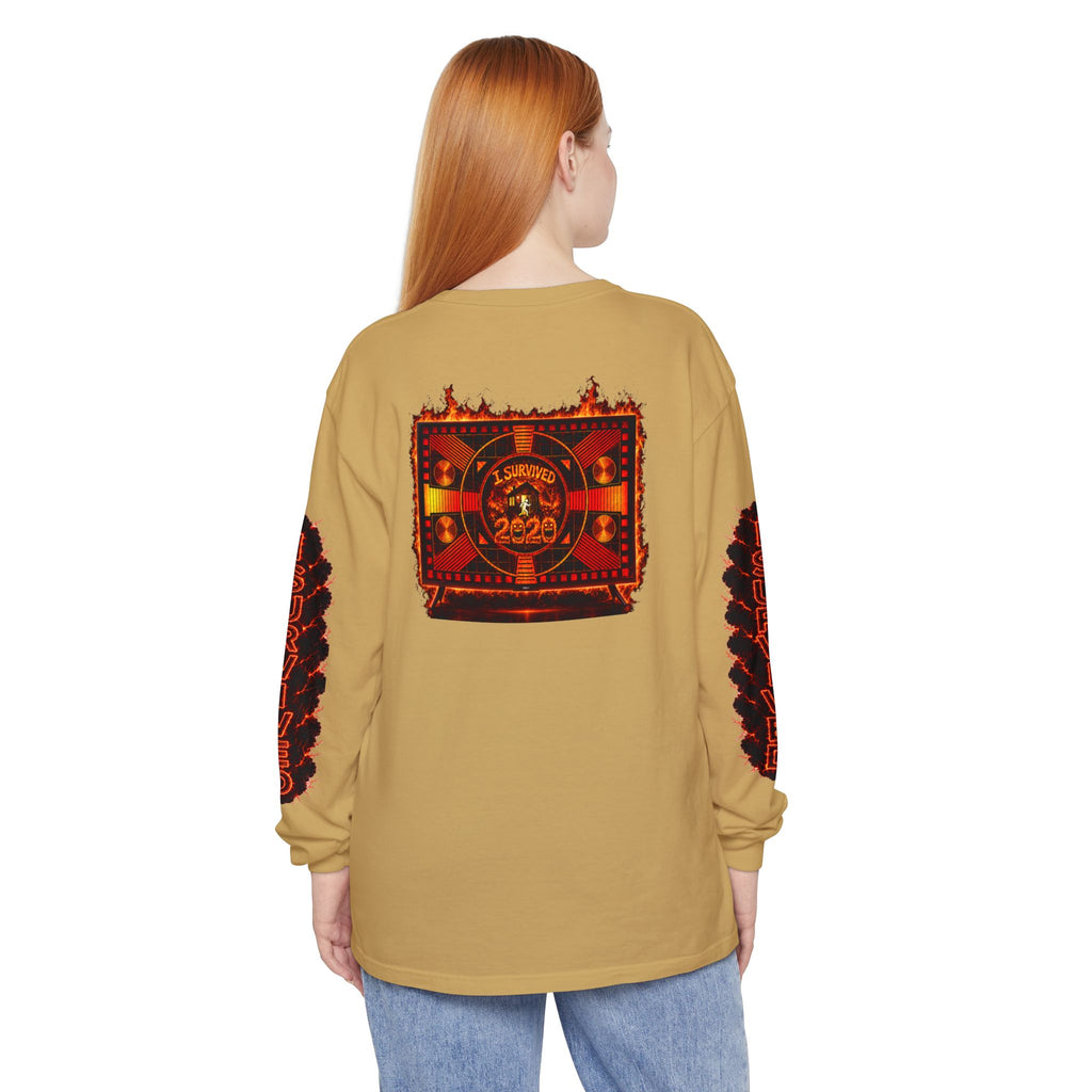 I Survived 2020 — "Please Stand By" Test Pattern Tee Special Edition Wildfire Signal Edition Summer Premiere Unisex Garment-Dyed Long Sleeve T-Shirt