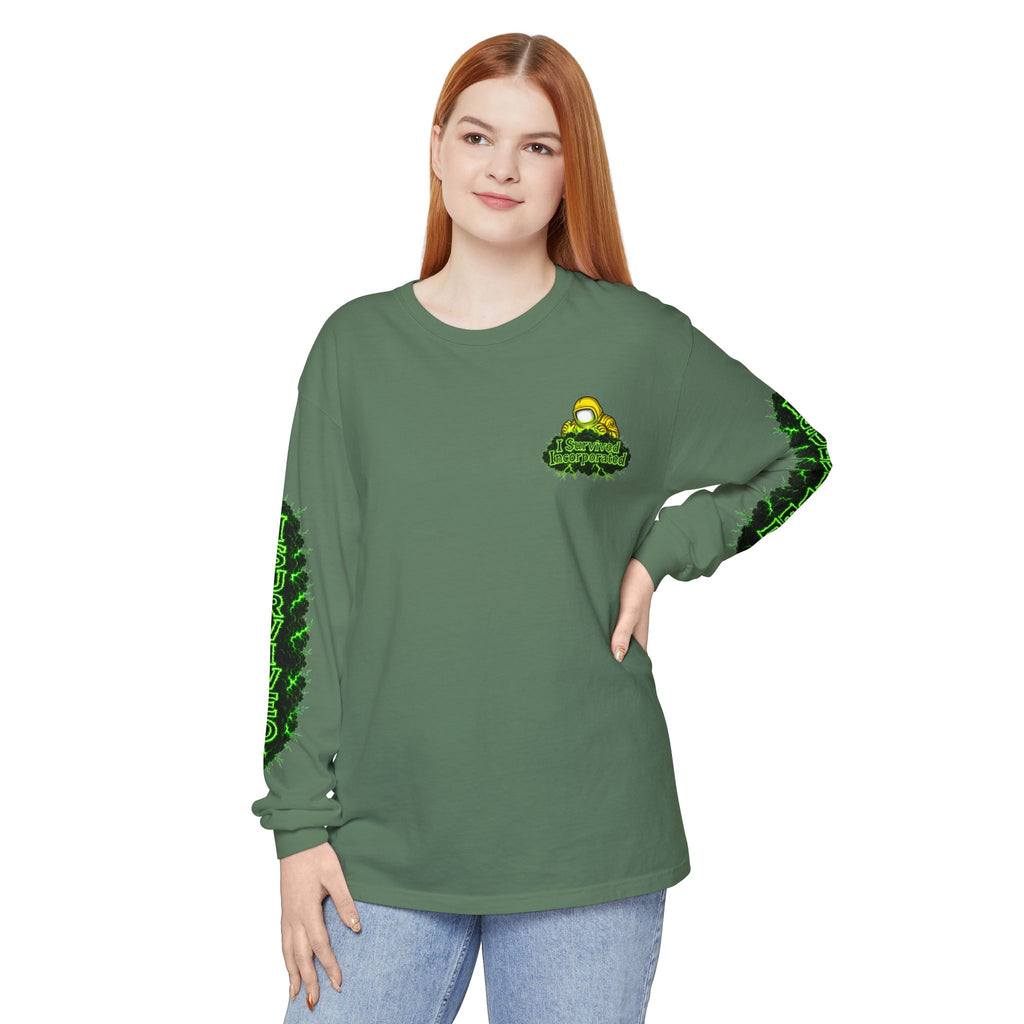 I Survived 2020 — "Please Stand By" Test Pattern Toxic Signal Tee Special Edition Summer Premiere Unisex Garment-Dyed Long Sleeve T-Shirt