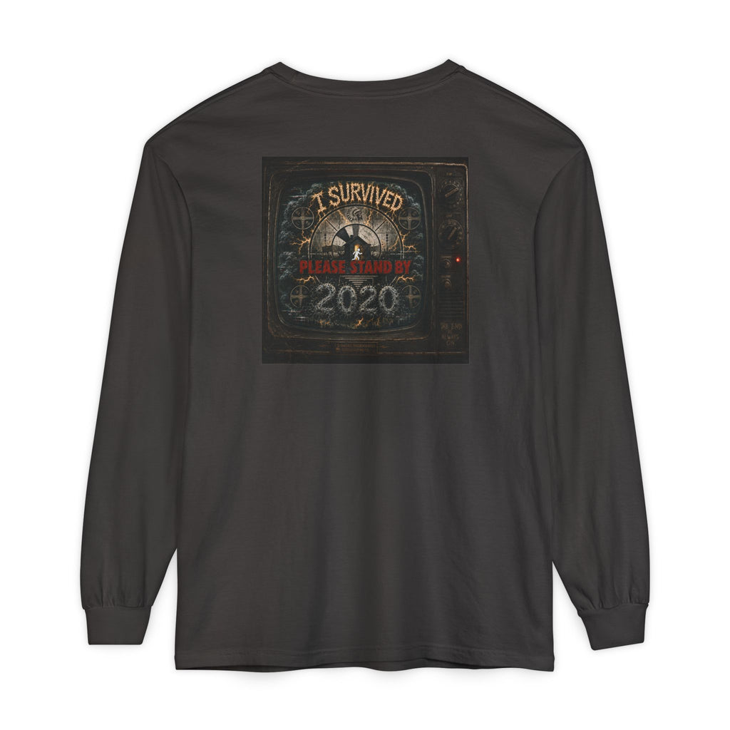 I Survived 2020 — "Please Stand By" Test Pattern Tee Summer Premier Unisex Garment-Dyed Long Sleeve T-Shirt