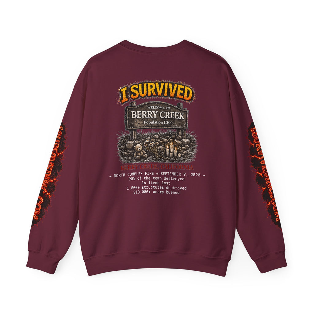 I Survived 2020 — S2:E1 "Berry Creek" | Wildfire Edition Memorial Unisex Heavy Blend™ Crewneck Sweatshirt