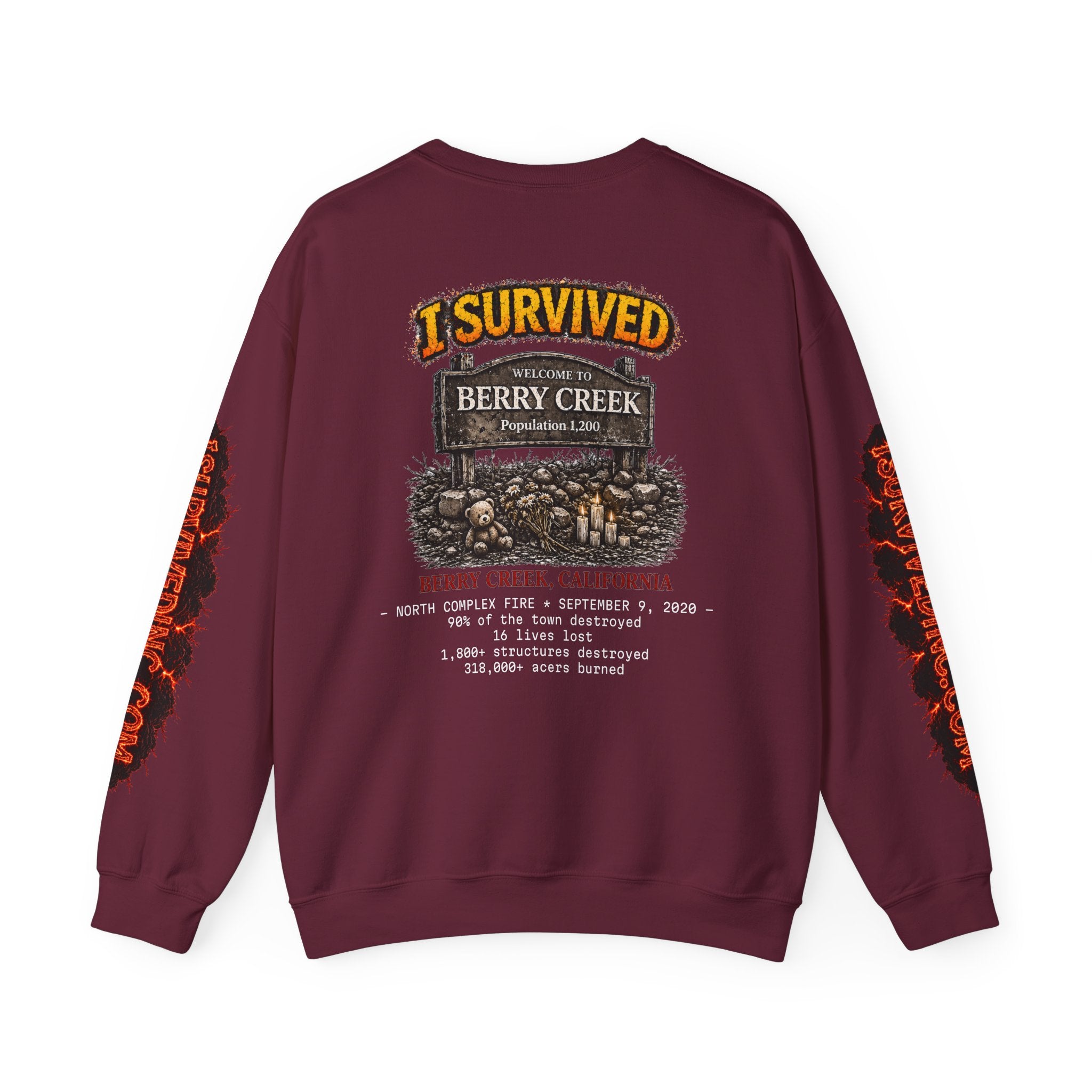 I Survived 2020 — S2:E1 "Berry Creek" | Wildfire Edition Memorial Unisex Heavy Blend™ Crewneck Sweatshirt