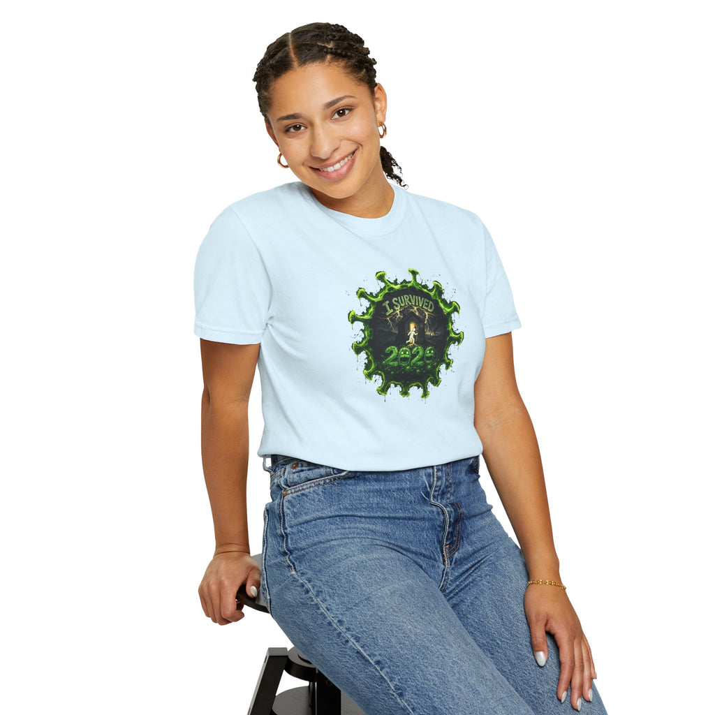 I Survived 2020 — PANDEMIC S1:E4: Director's Cut "Mask Madness" Unisex Garment-Dyed T-shirt