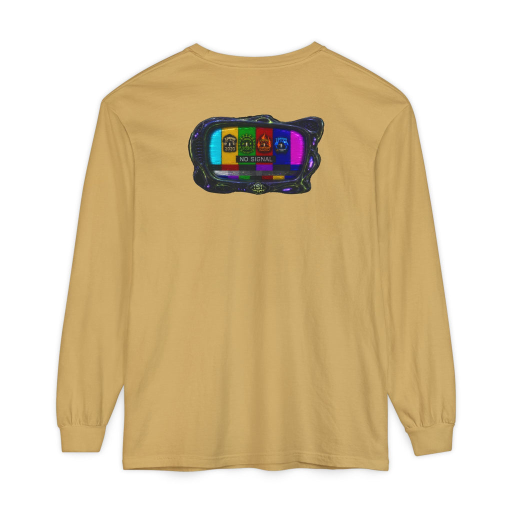 I Survived 2020 — "No Signal" Test Pattern Tee Alien Broadcast Finale Summer Premiere Garment-Dyed Long Sleeve T-Shirt