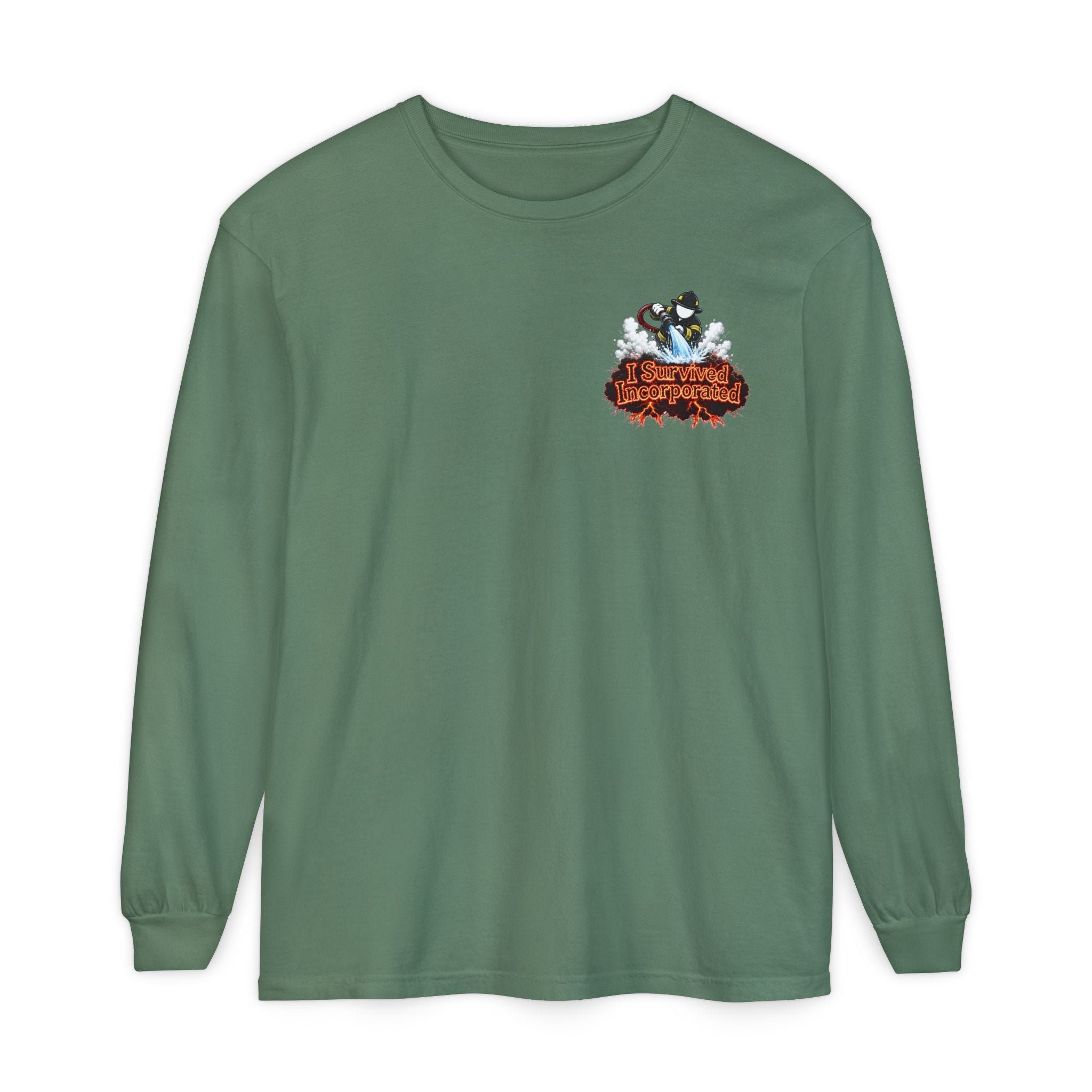 I Survived 2020 — "Please Stand By" Test Pattern Tee Wildfire Signal Edition Summer Premiere Unisex Garment-Dyed Long Sleeve T-Shirt