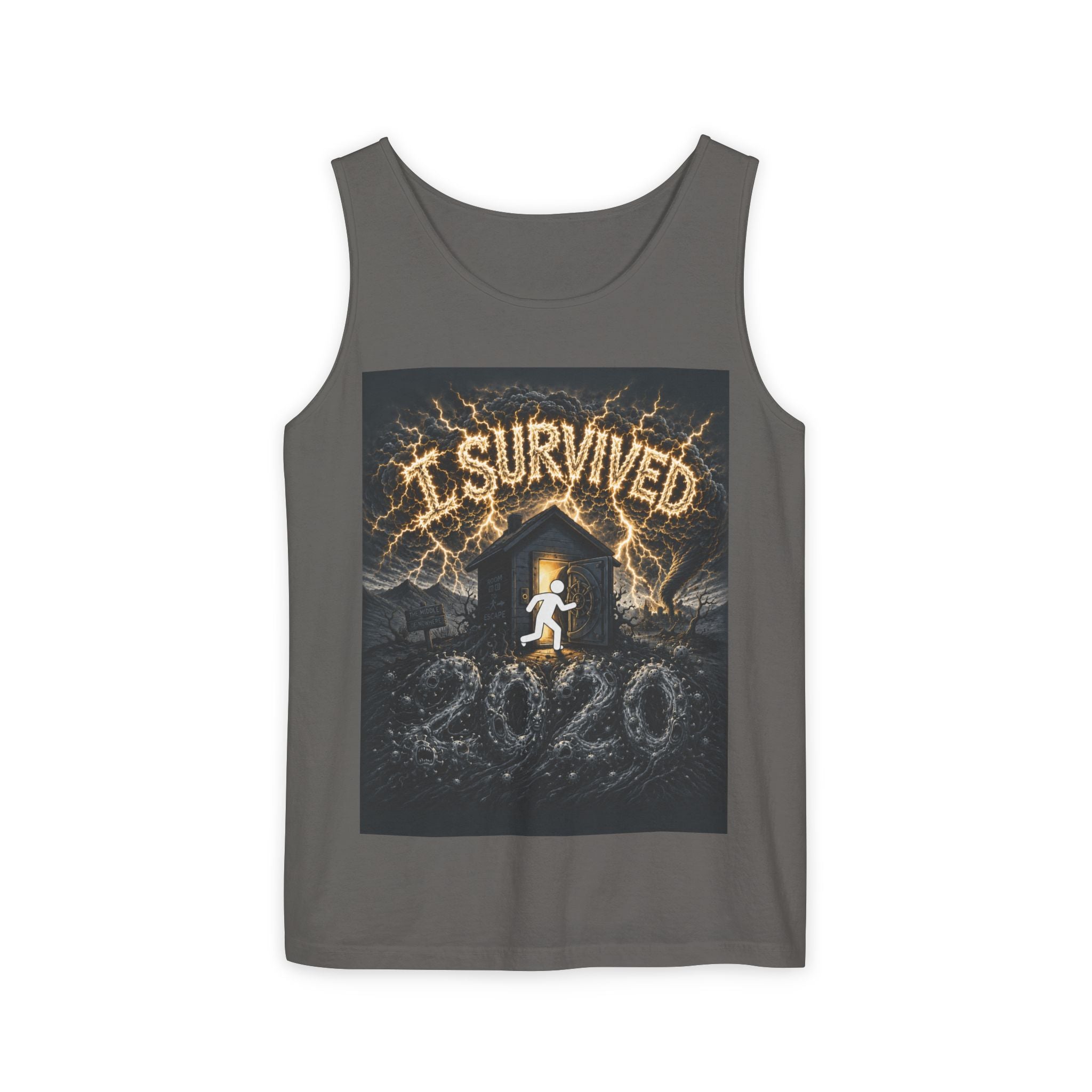 I Survived 2020 — Original Design Teaser Tee | Season 1 Premiere Drop Unisex Garment-Dyed Tank Top