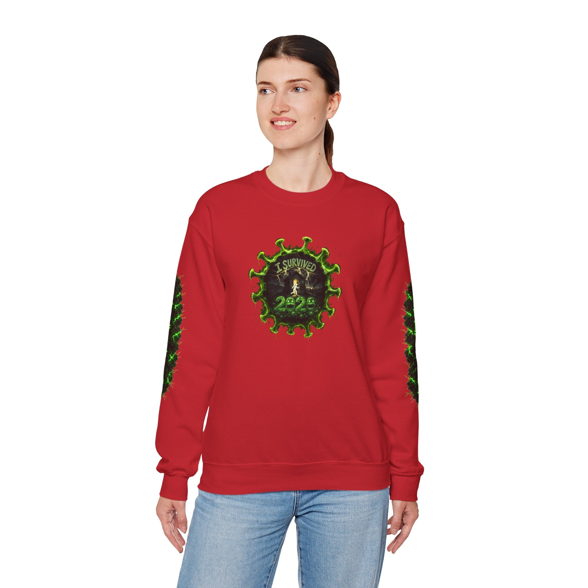 I Survived 2020 — PANDEMIC S1:E3: Director's Cut "The Jab!" Unisex Heavy Blend™ Crewneck Sweatshirt