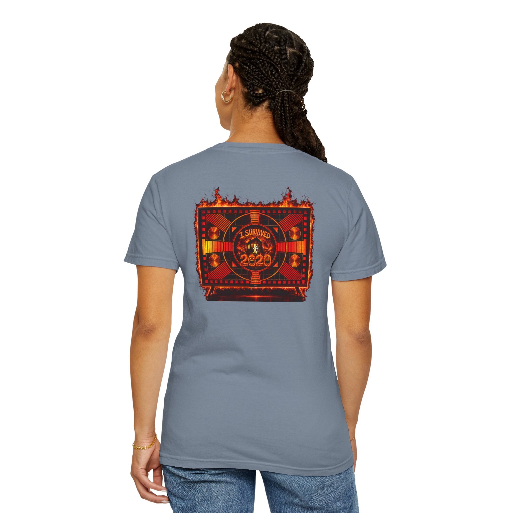 I Survived 2020 — "Please Stand By" Test Pattern Tee Wildfire Signal Edition Summer Premiere Unisex Garment-Dyed T-shirt