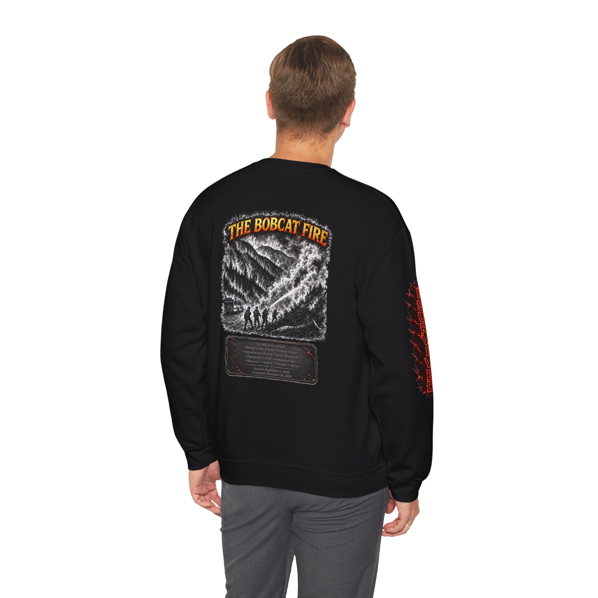 I Survived 2020 — WILDFIRES S2:E2: Director's Cut "The Bobcat Fire" Memorial Unisex Heavy Blend™ Crewneck Sweatshirt