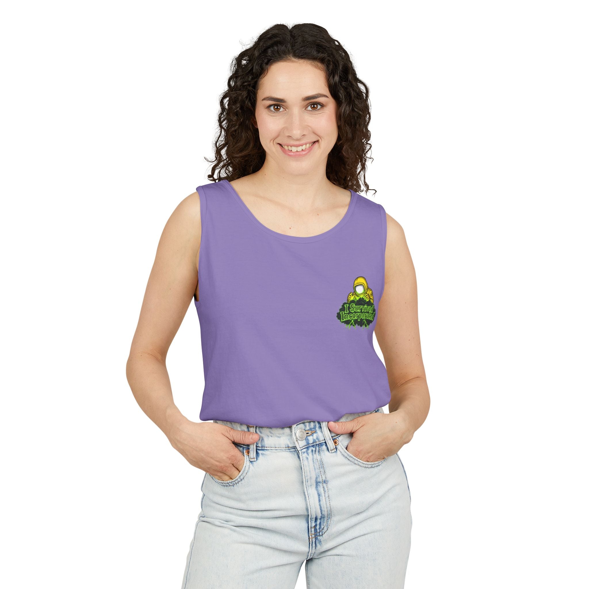 I Survived 2020 — "Please Stand By" Test Pattern Toxic Signal Tee Summer Premiere Unisex Garment-Dyed Tank Top