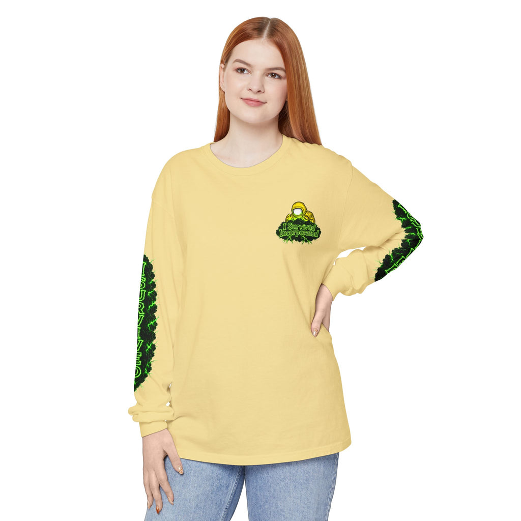 I Survived 2020 — "Please Stand By" Test Pattern Toxic Signal Tee Special Edition Summer Premiere Unisex Garment-Dyed Long Sleeve T-Shirt
