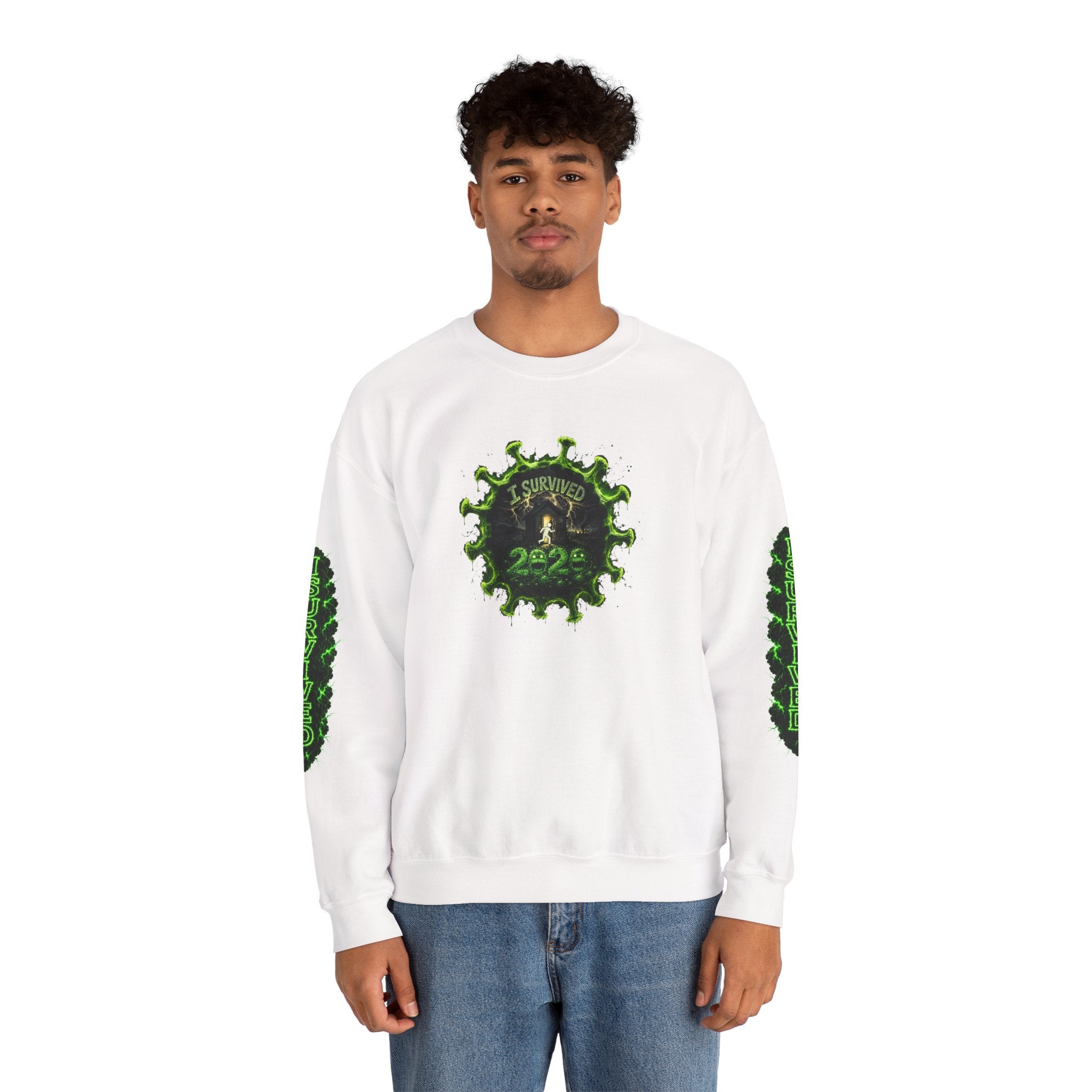 I Survived 2020 — PANDEMIC S1:E3: Director's Cut "The Jab!" Unisex Heavy Blend™ Crewneck Sweatshirt