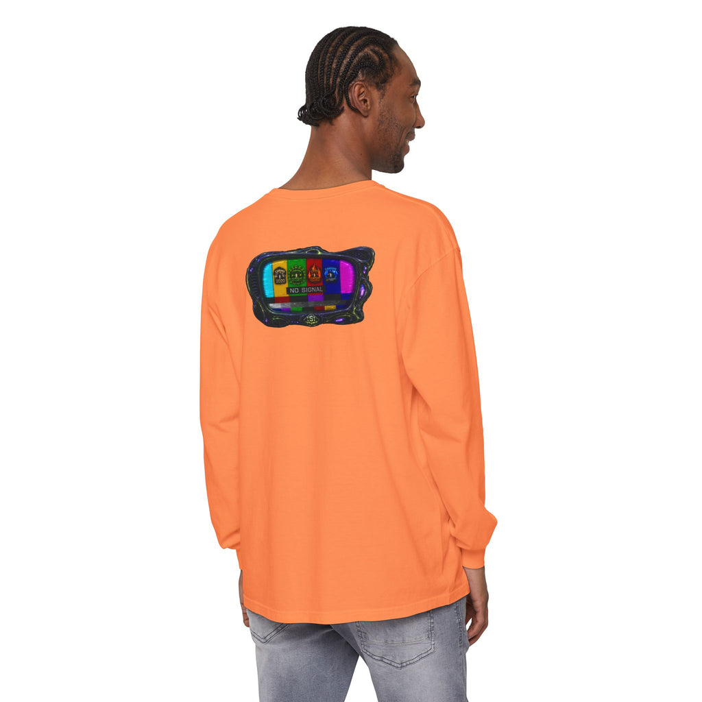 I Survived 2020 — "No Signal" Test Pattern Tee Alien Broadcast Finale Summer Premiere Garment-Dyed Long Sleeve T-Shirt