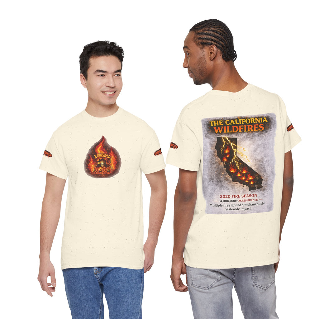 I Survived 2020 —  WILDFIRES S2:E3: Director's Cut Special Edition "The California Wildfires" Memorial Unisex Heavy Cotton Tee
