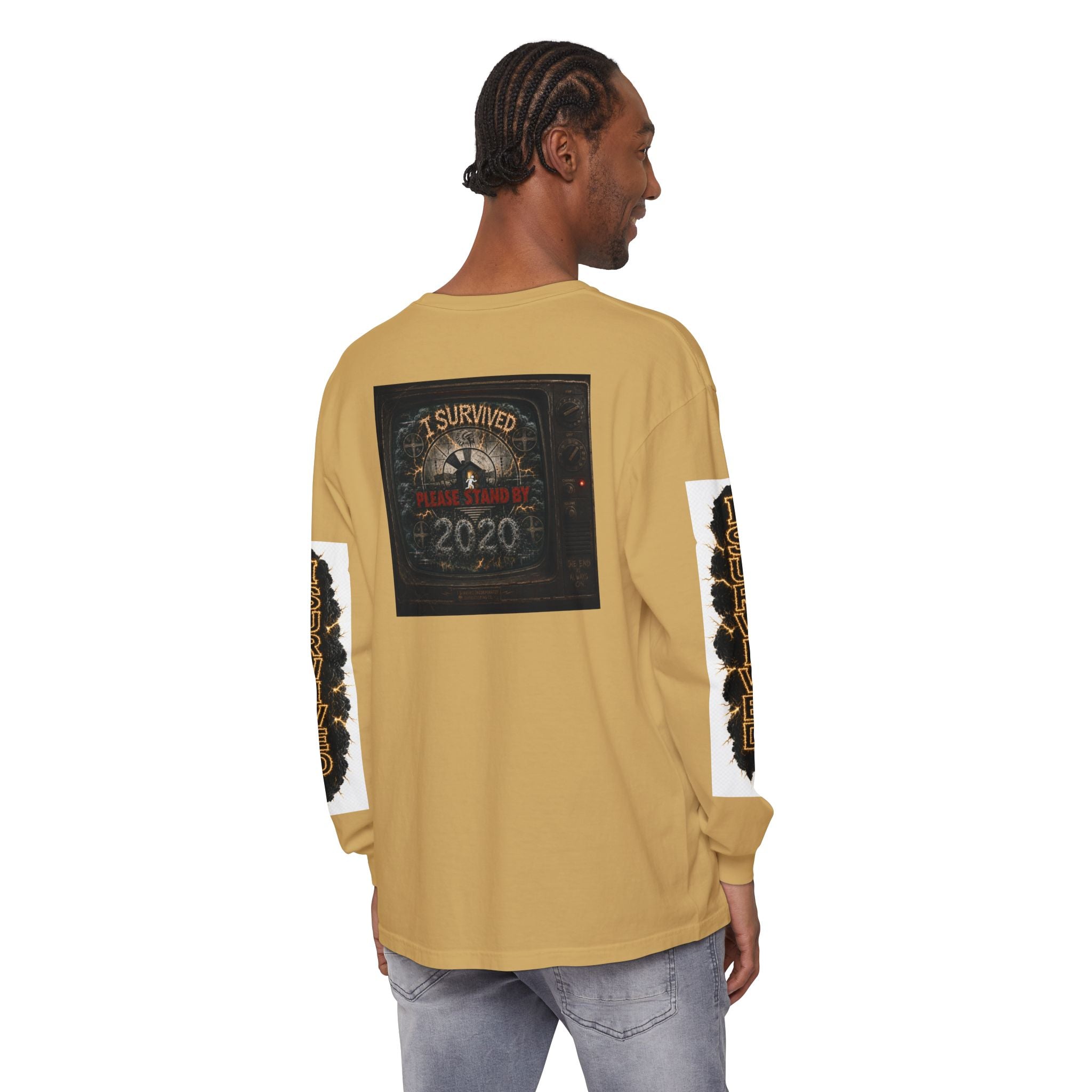 I Survived 2020 — "Please Stand By" Test Pattern Tee Special Edition Summer Premier Unisex Garment-Dyed Long Sleeve T-Shirt
