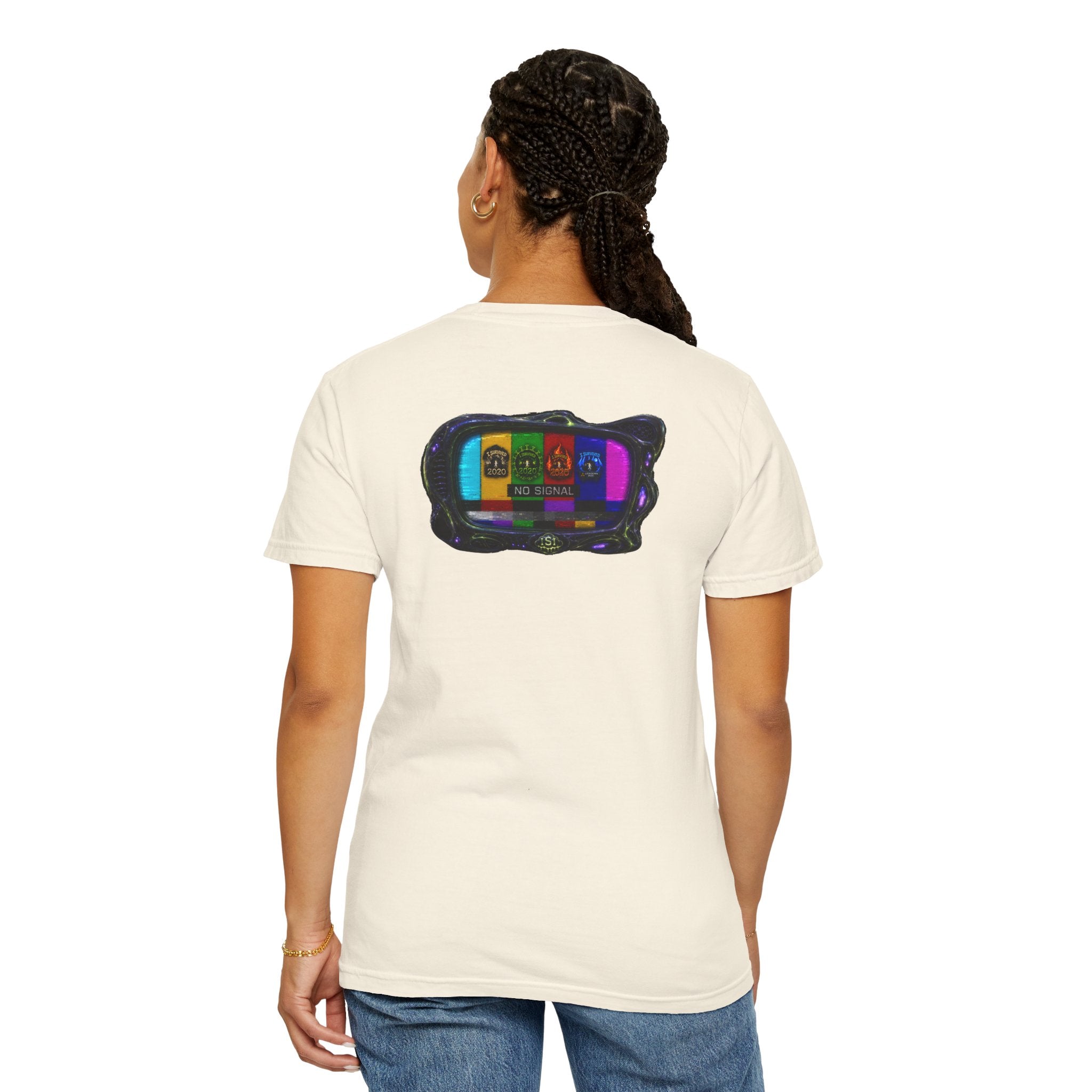 I Survived 2020 — "No Signal" Test Pattern Tee Alien Broadcast Finale Summer Premiere Unisex Garment-Dyed T-shirt
