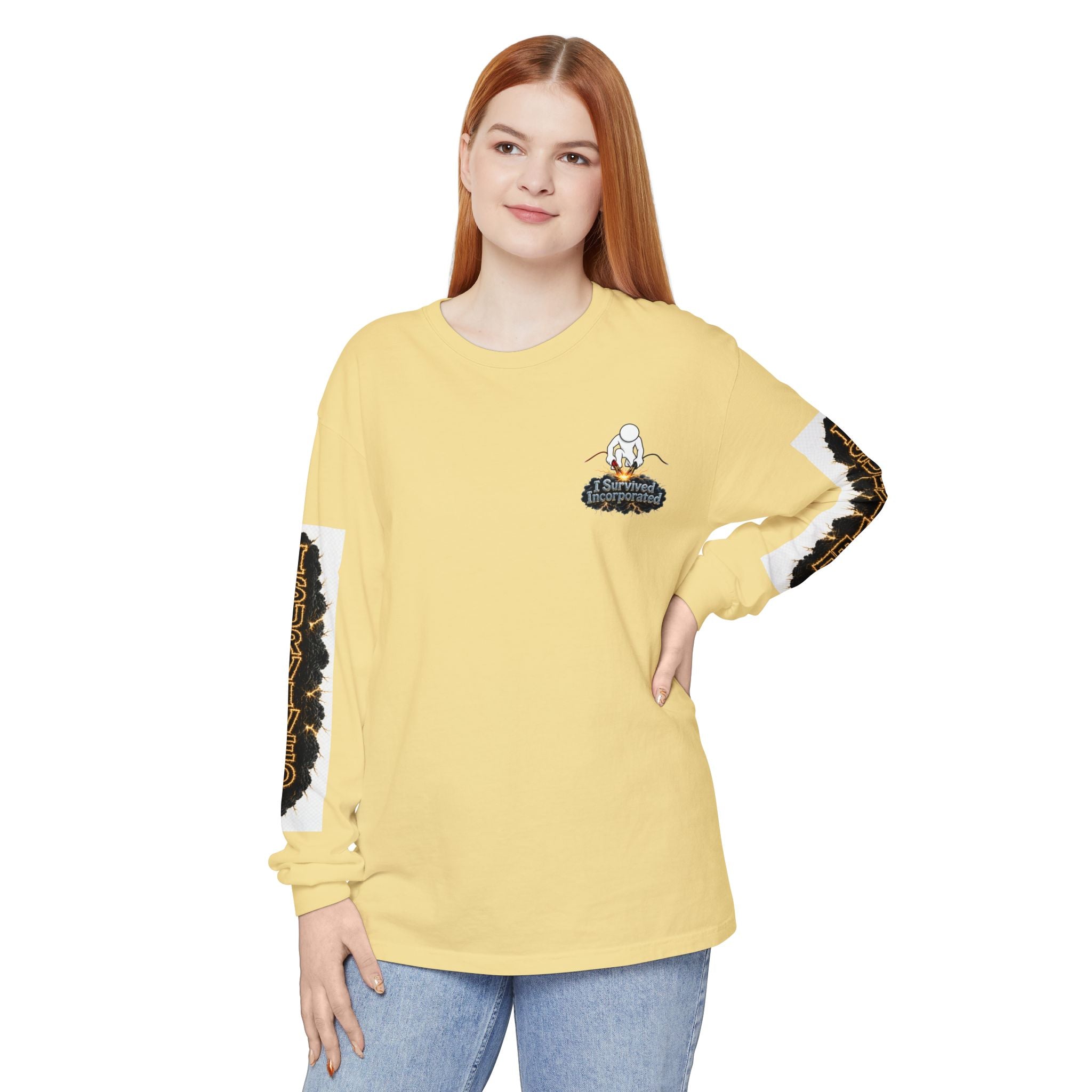 I Survived 2020 — "Please Stand By" Test Pattern Tee Special Edition Summer Premier Unisex Garment-Dyed Long Sleeve T-Shirt