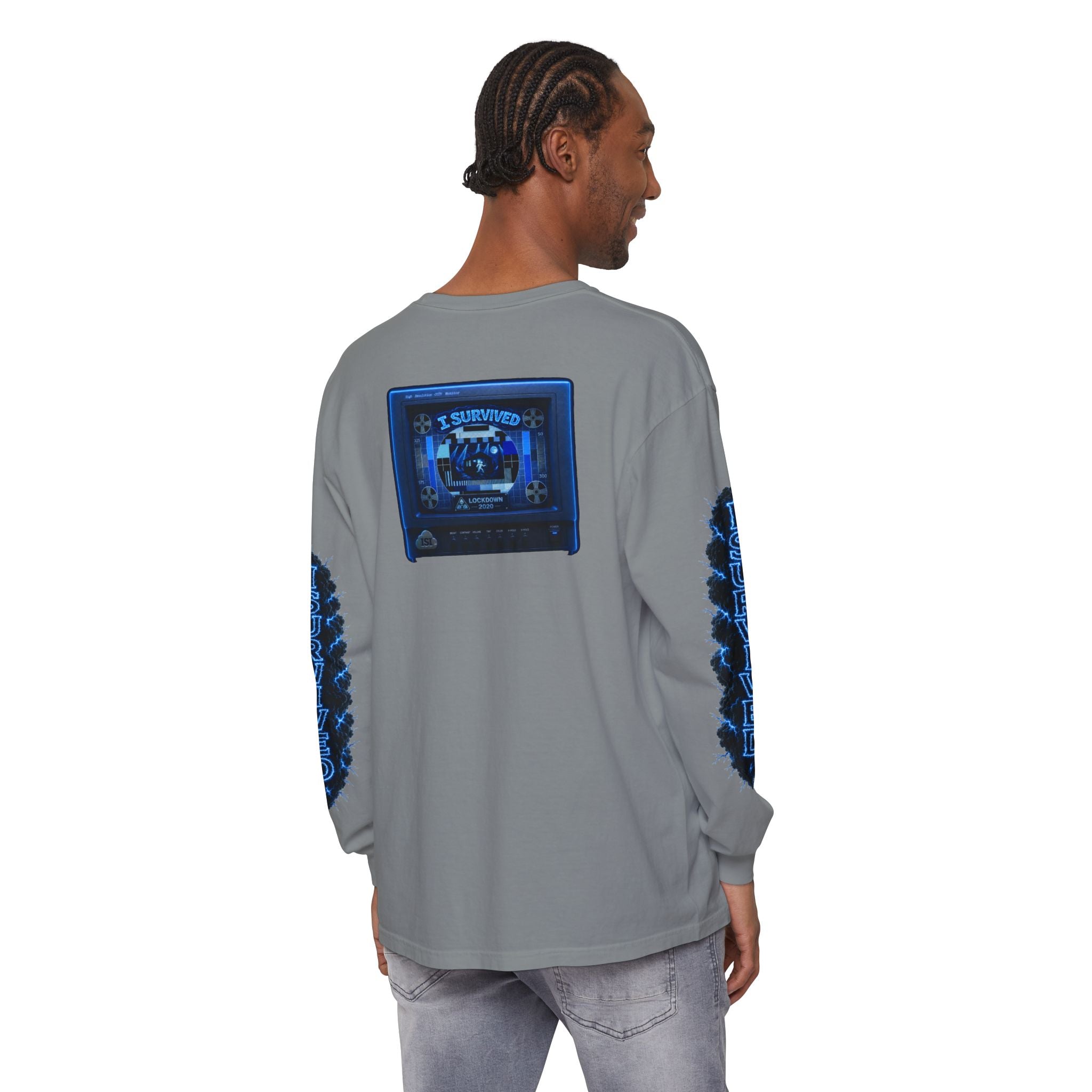 I Survived 2020 — "Please Stand By" Test Pattern Tee Lockdown Special Edition Summer Exclusive Unisex Garment-Dyed Long Sleeve T-Shirt