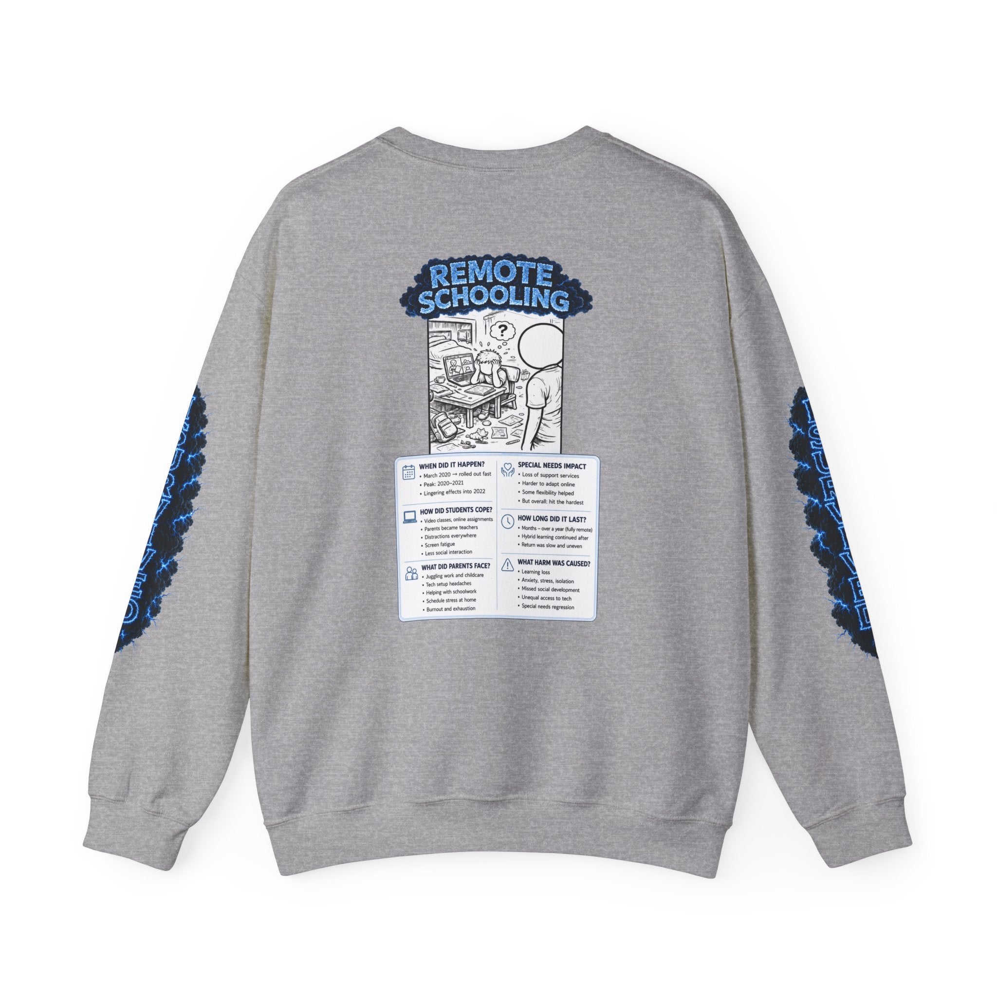 I Survived 2020 — LOCKDOWN S3:E3: Director's Cut Special Edition "Remote Schooling" Unisex Heavy Blend™ Crewneck Sweatshirt