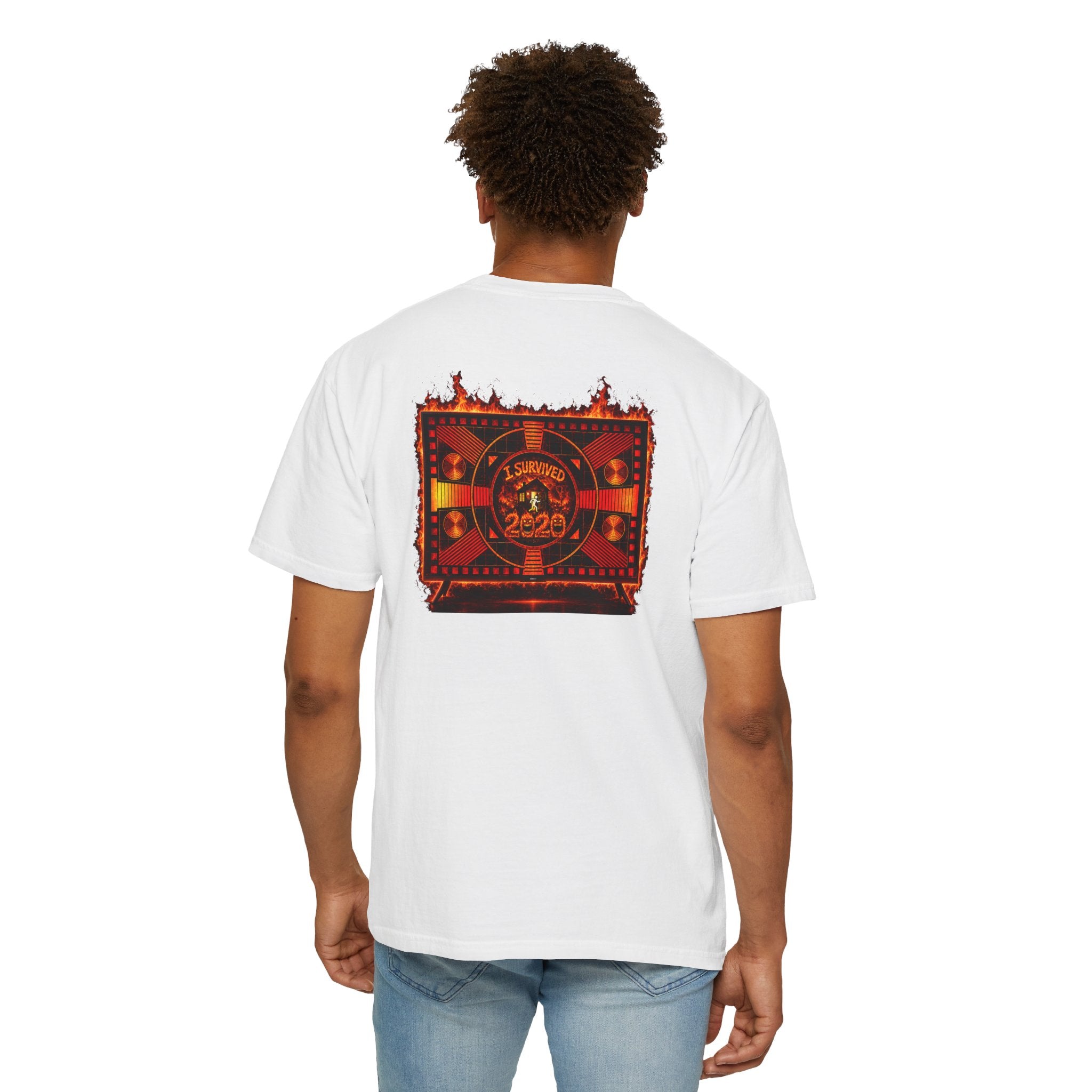 I Survived 2020 — "Please Stand By" Test Pattern Tee Wildfire Signal Edition Summer Premiere Unisex Garment-Dyed T-shirt