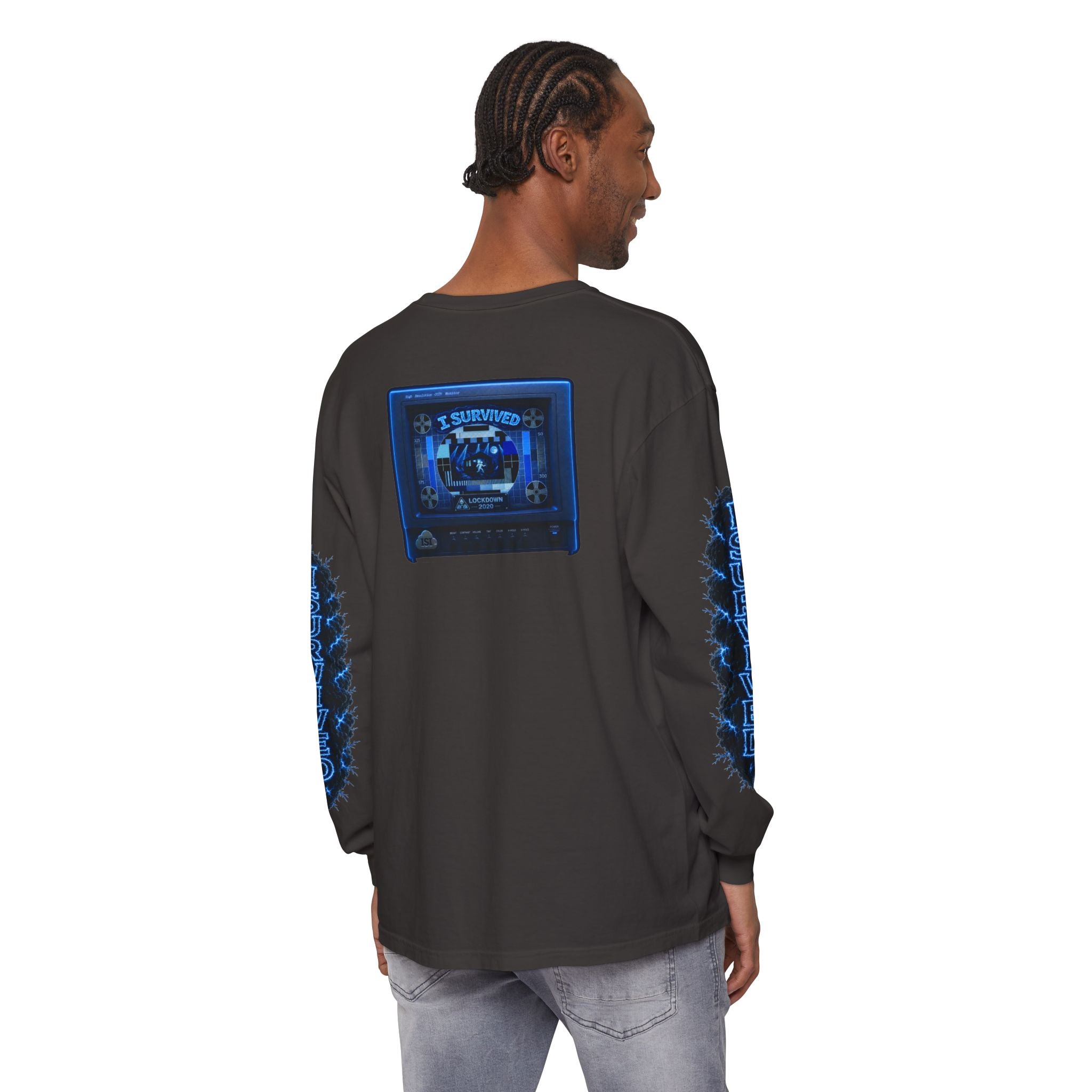 I Survived 2020 — "Please Stand By" Test Pattern Tee Lockdown Special Edition Summer Exclusive Unisex Garment-Dyed Long Sleeve T-Shirt