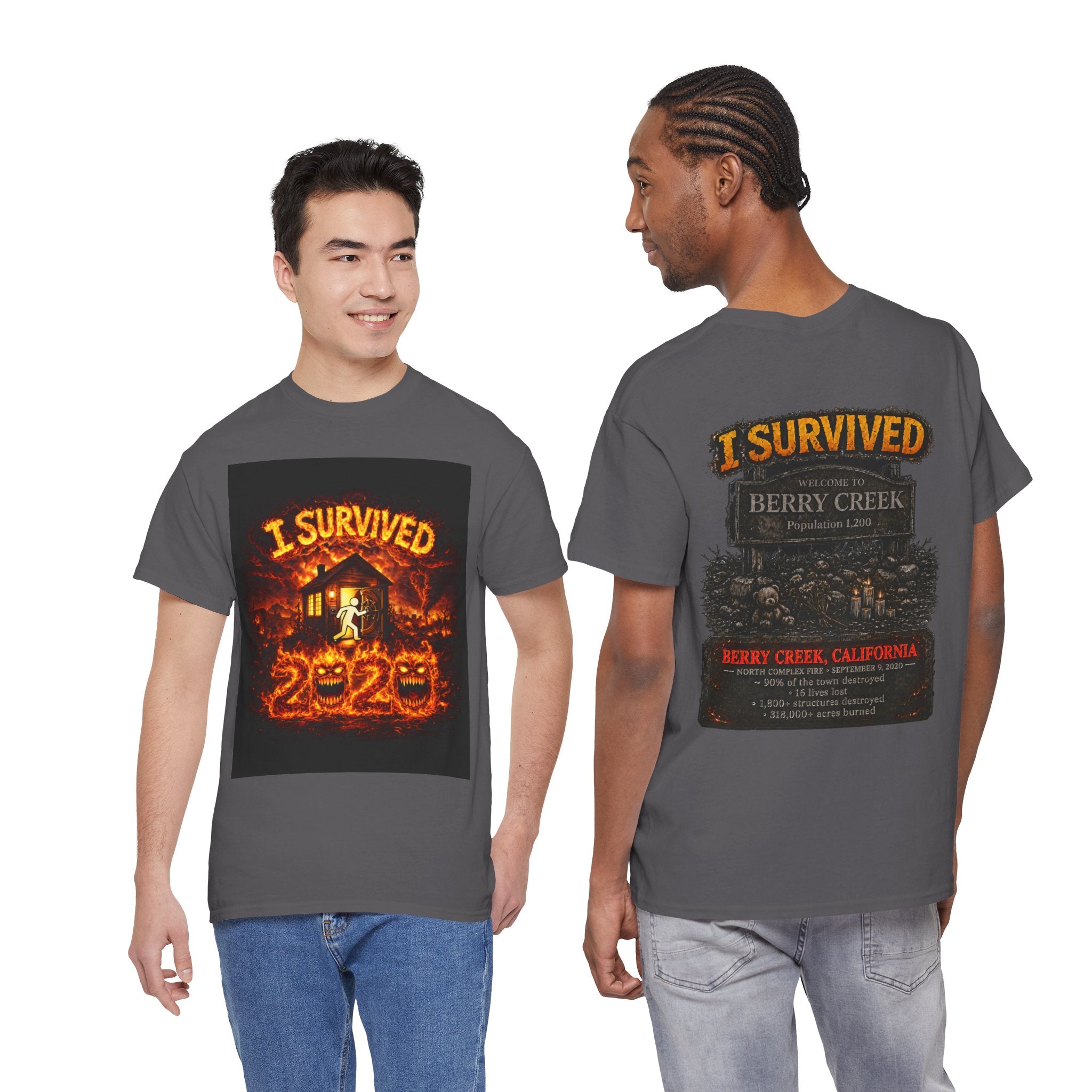 I Survived 2020 — WILDFIRES S2:E1: "Berry Creek" Memorial Unisex Heavy Cotton Tee
