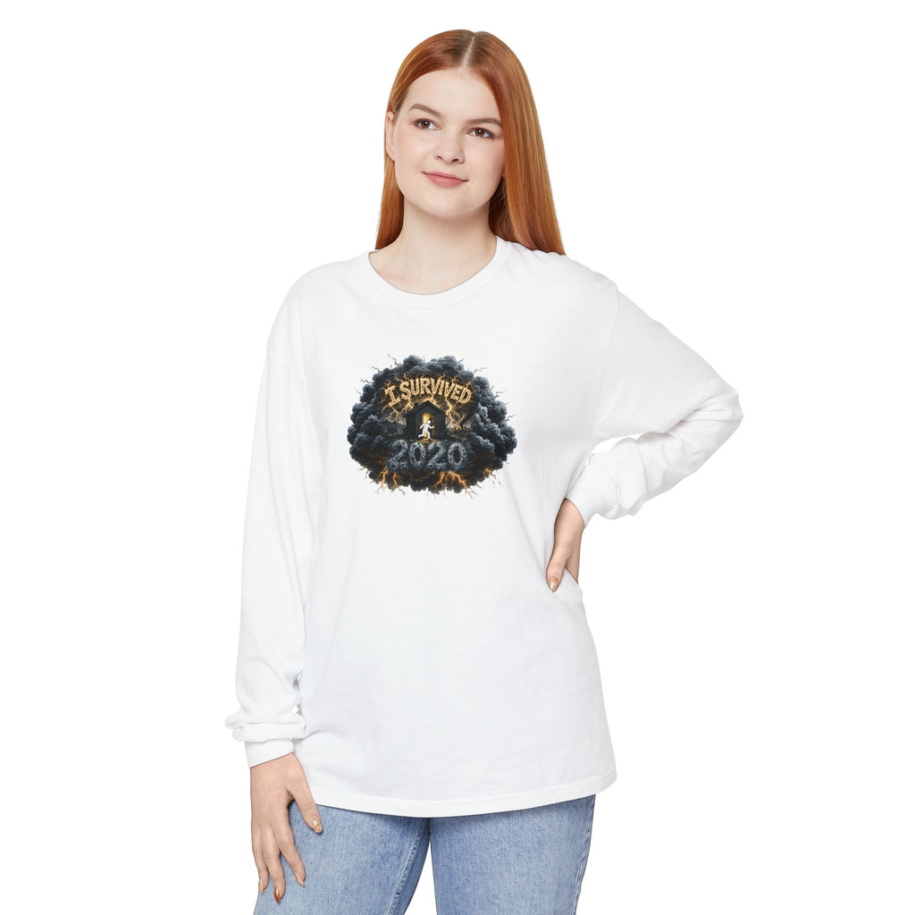 I Survived 2020 — Original PILOT Design: Director's Cut Unisex Garment-Dyed Long Sleeve T-Shirt