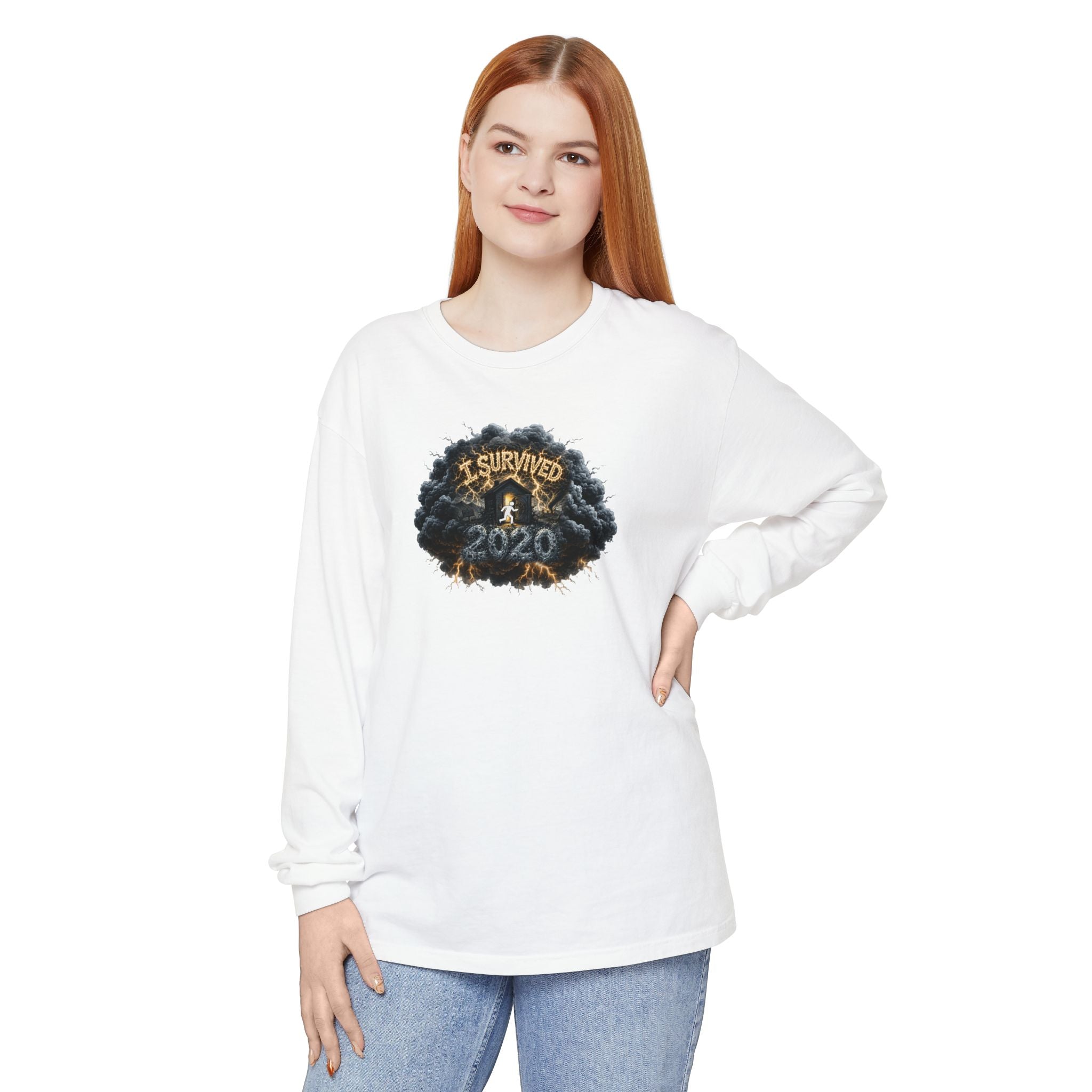I Survived 2020 — Original PILOT Design: Director's Cut Unisex Garment-Dyed Long Sleeve T-Shirt