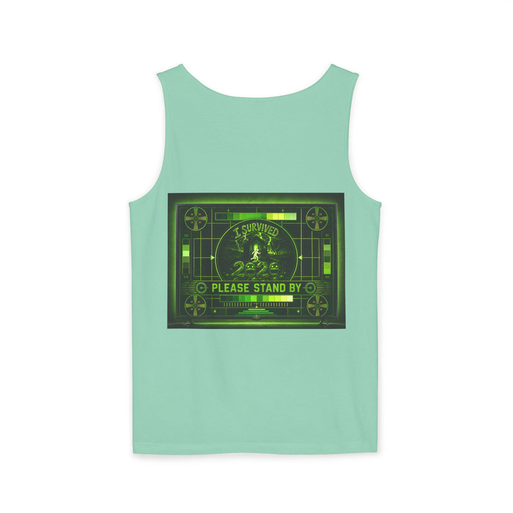 I Survived 2020 — "Please Stand By" Test Pattern Toxic Signal Tee Summer Premiere Unisex Garment-Dyed Tank Top