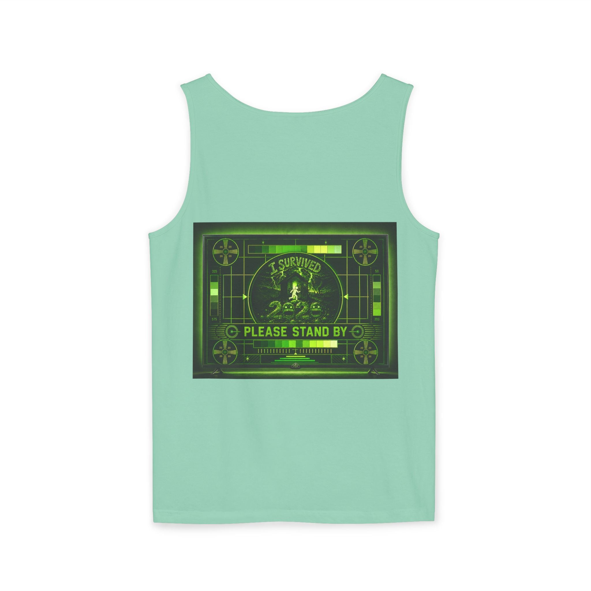 I Survived 2020 — "Please Stand By" Test Pattern Toxic Signal Tee Summer Premiere Unisex Garment-Dyed Tank Top