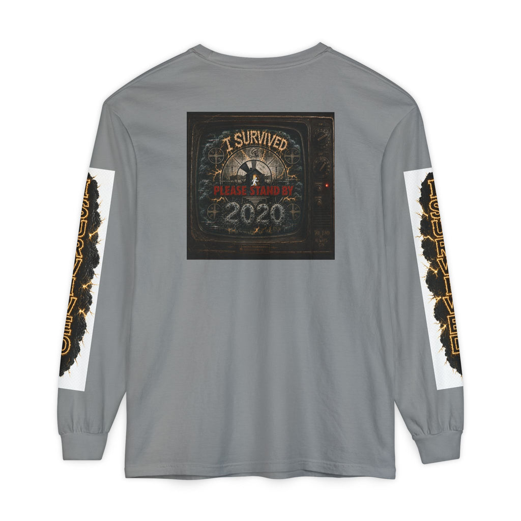 I Survived 2020 — "Please Stand By" Test Pattern Tee Special Edition Summer Premier Unisex Garment-Dyed Long Sleeve T-Shirt