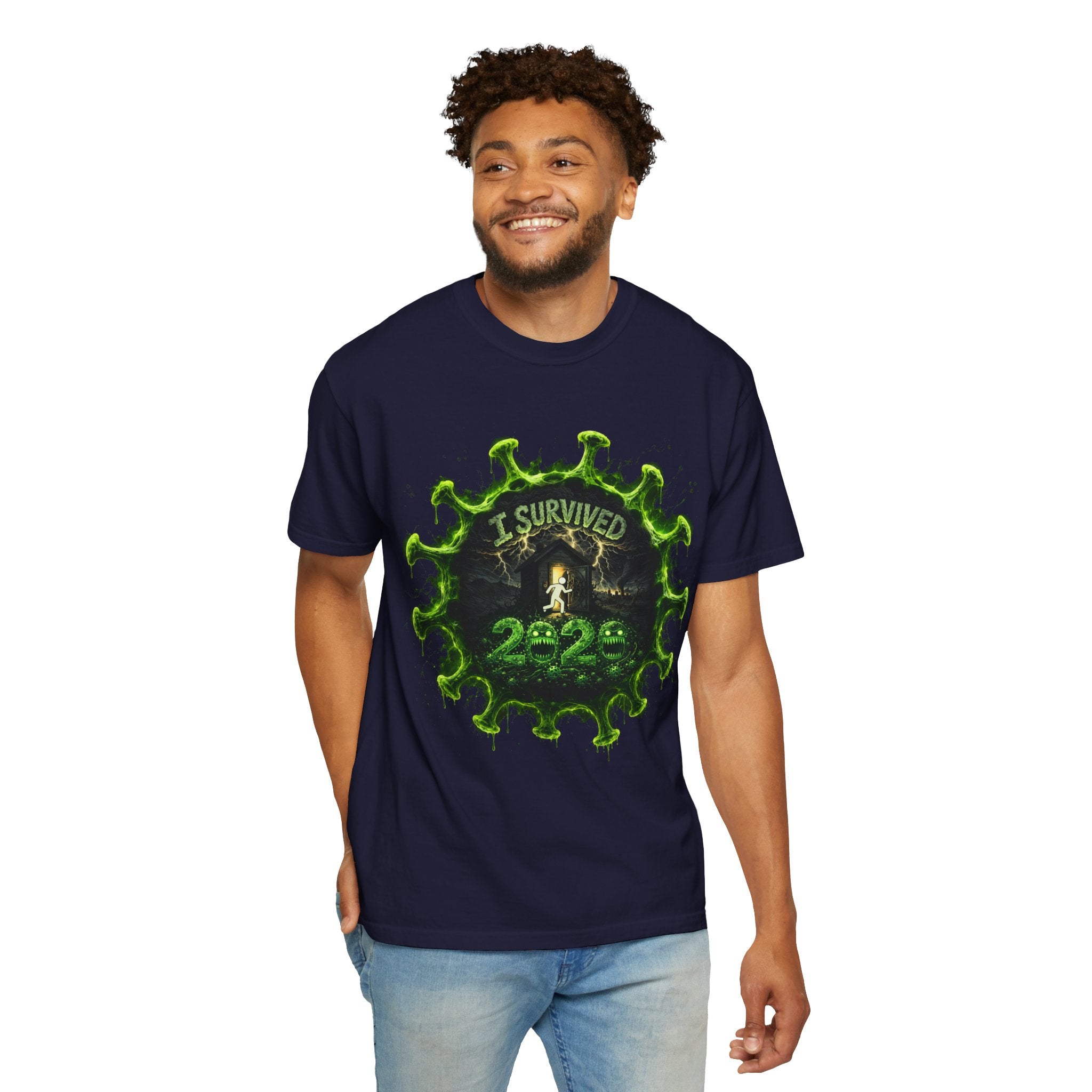 I Survived 2020 — Director's Cut S1:E1 "COVID-19: The Coronavirus" | Pandemic Edition Unisex Garment-Dyed T-shirt