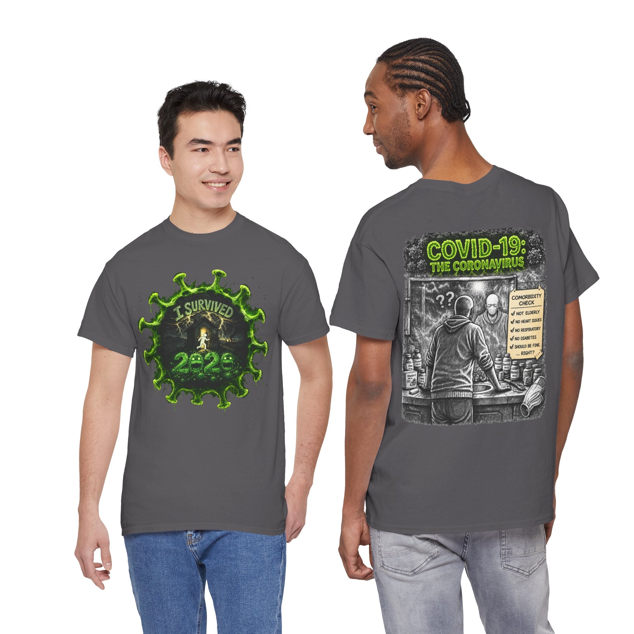 I Survived 2020 — Director's Cut S1:E1 "COVID-19: The Coronavirus" | Pandemic Edition Unisex Heavy Cotton Tee