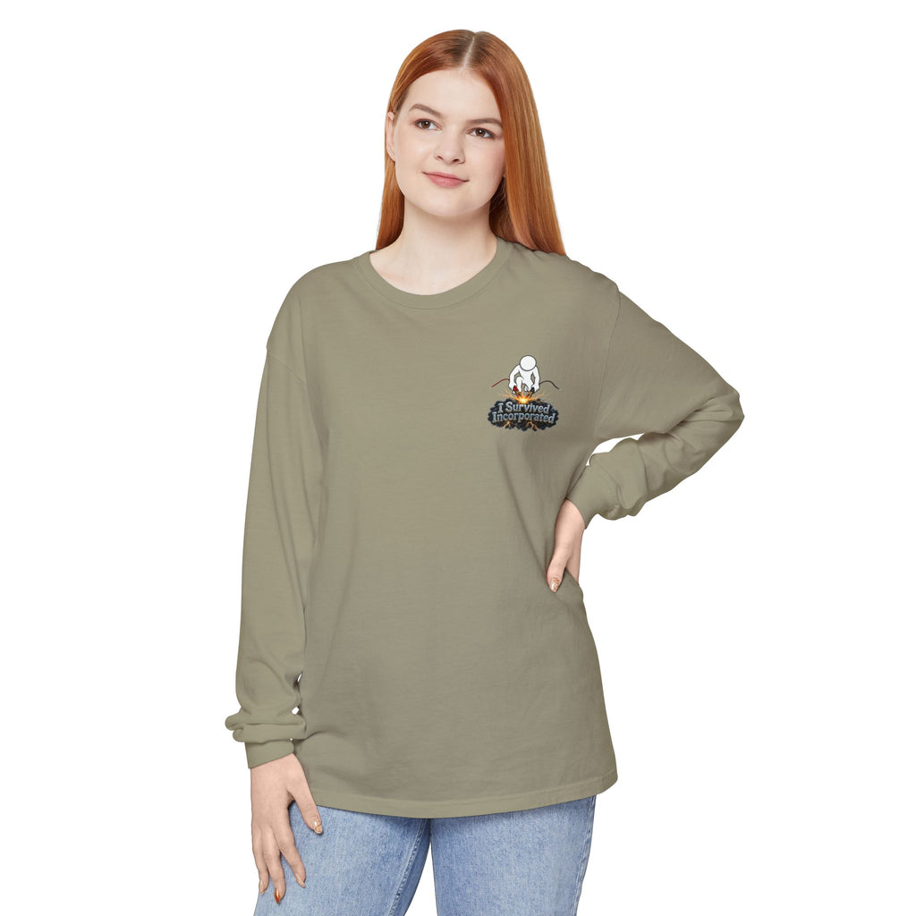 I Survived 2020 — "Please Stand By" Test Pattern Tee Summer Premier Unisex Garment-Dyed Long Sleeve T-Shirt