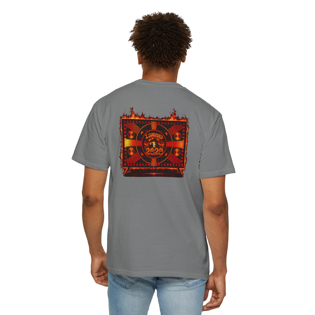 I Survived 2020 — "Please Stand By" Test Pattern Tee Wildfire Signal Edition Summer Premiere Unisex Garment-Dyed T-shirt