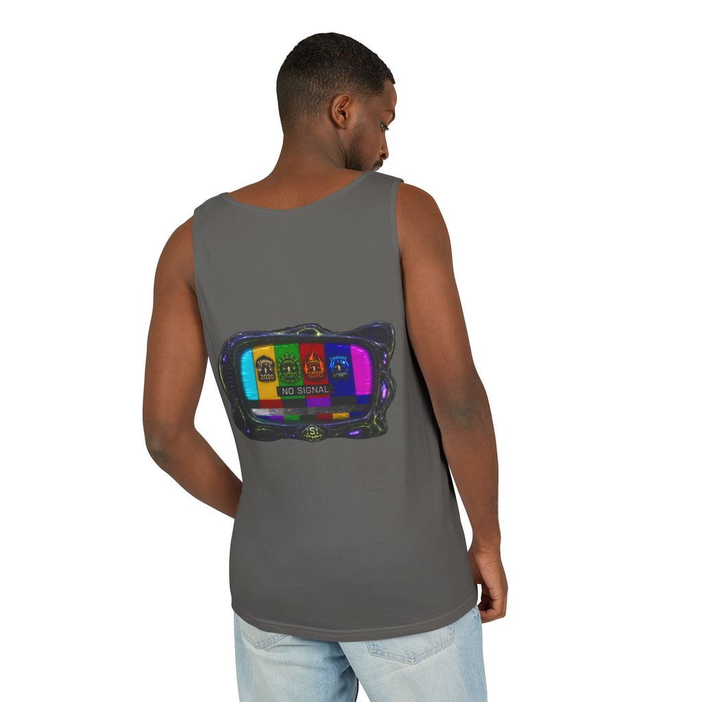 I Survived 2020 — "No Signal" Test Pattern Tee Alien Broadcast Finale Summer Premiere Unisex Garment-Dyed Tank Top