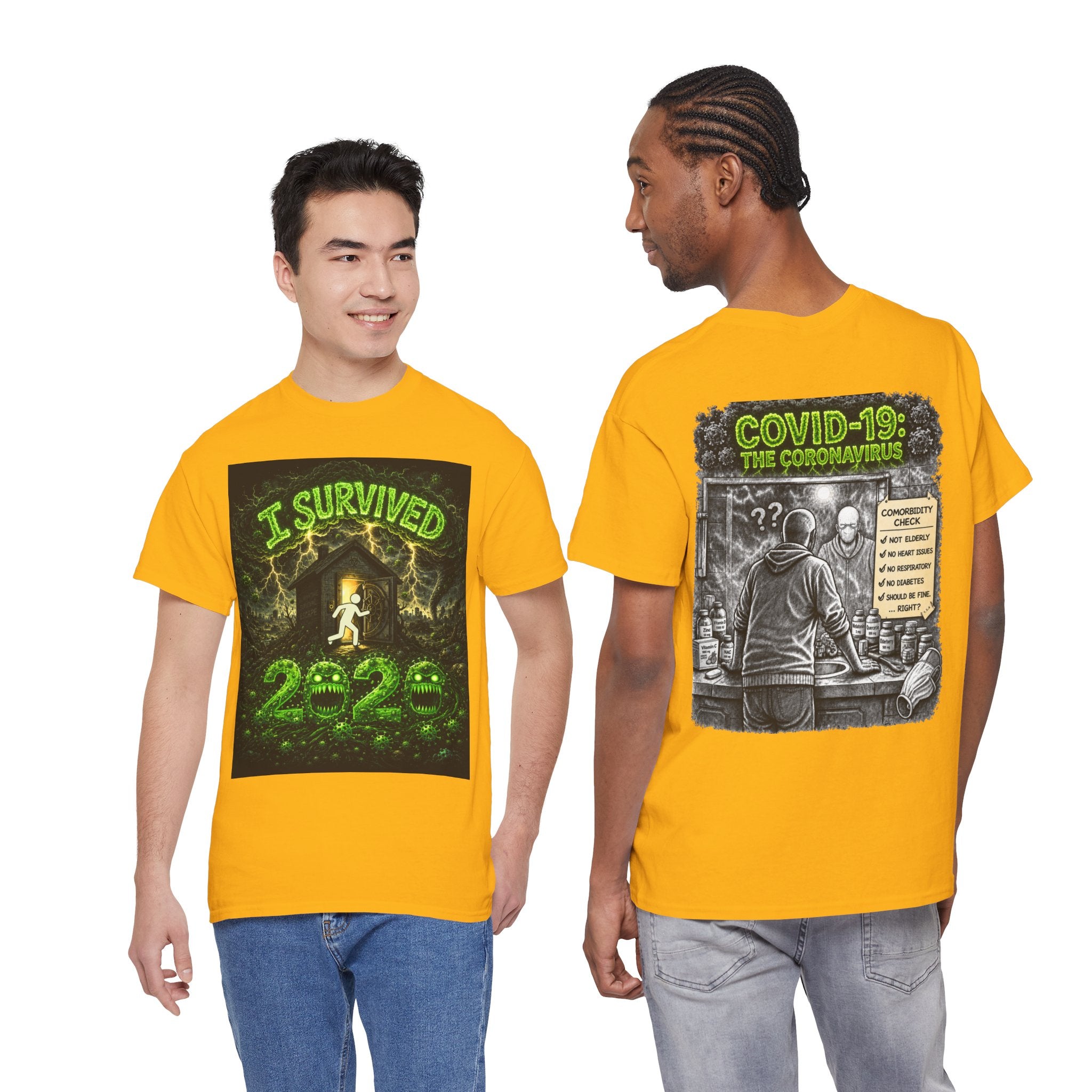 I Survived 2020 — S1:E1 "COVID-19: The Coronavirus" | Pandemic Edition Unisex Heavy Cotton Tee