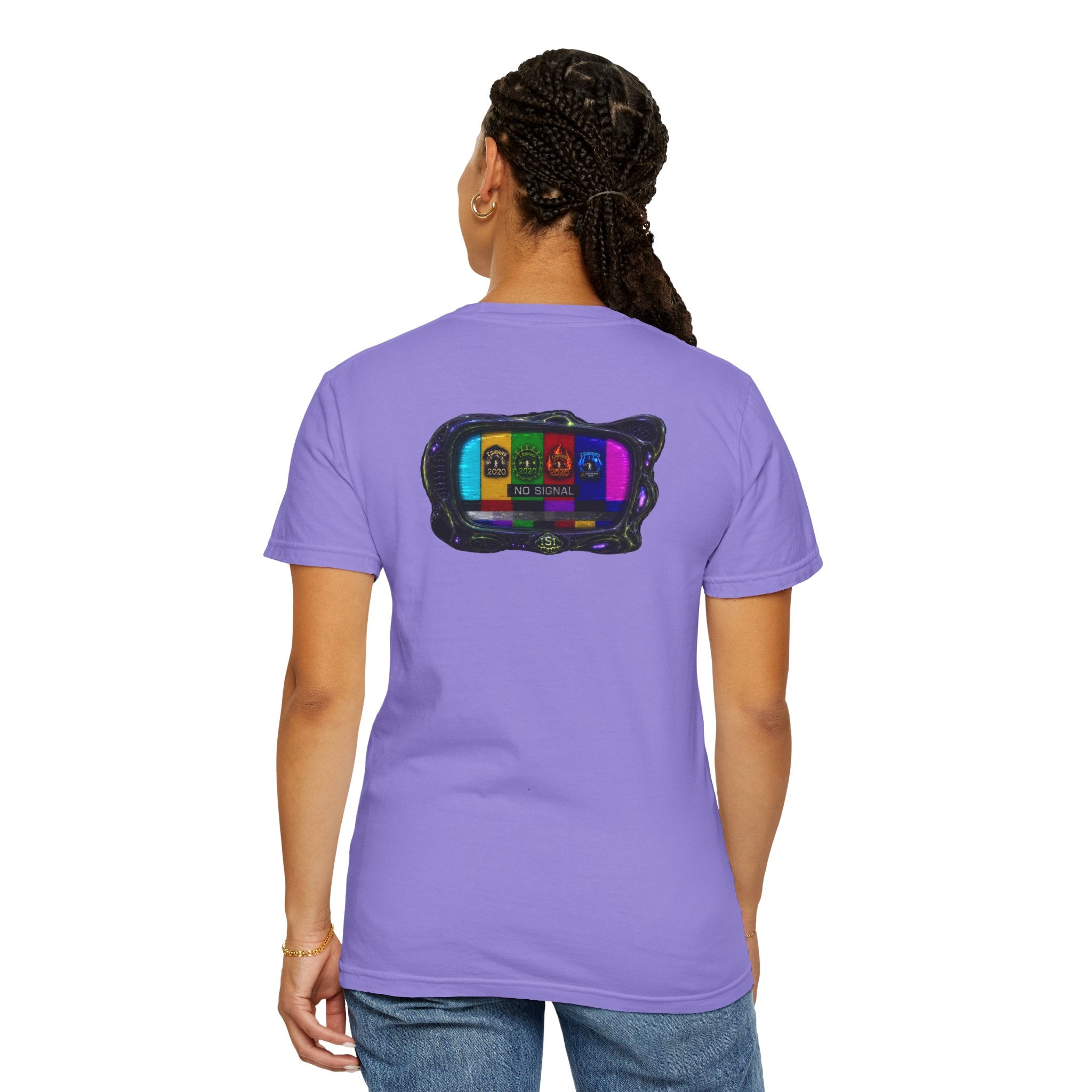 I Survived 2020 — "No Signal" Test Pattern Tee Alien Broadcast Finale Summer Premiere Unisex Garment-Dyed T-shirt