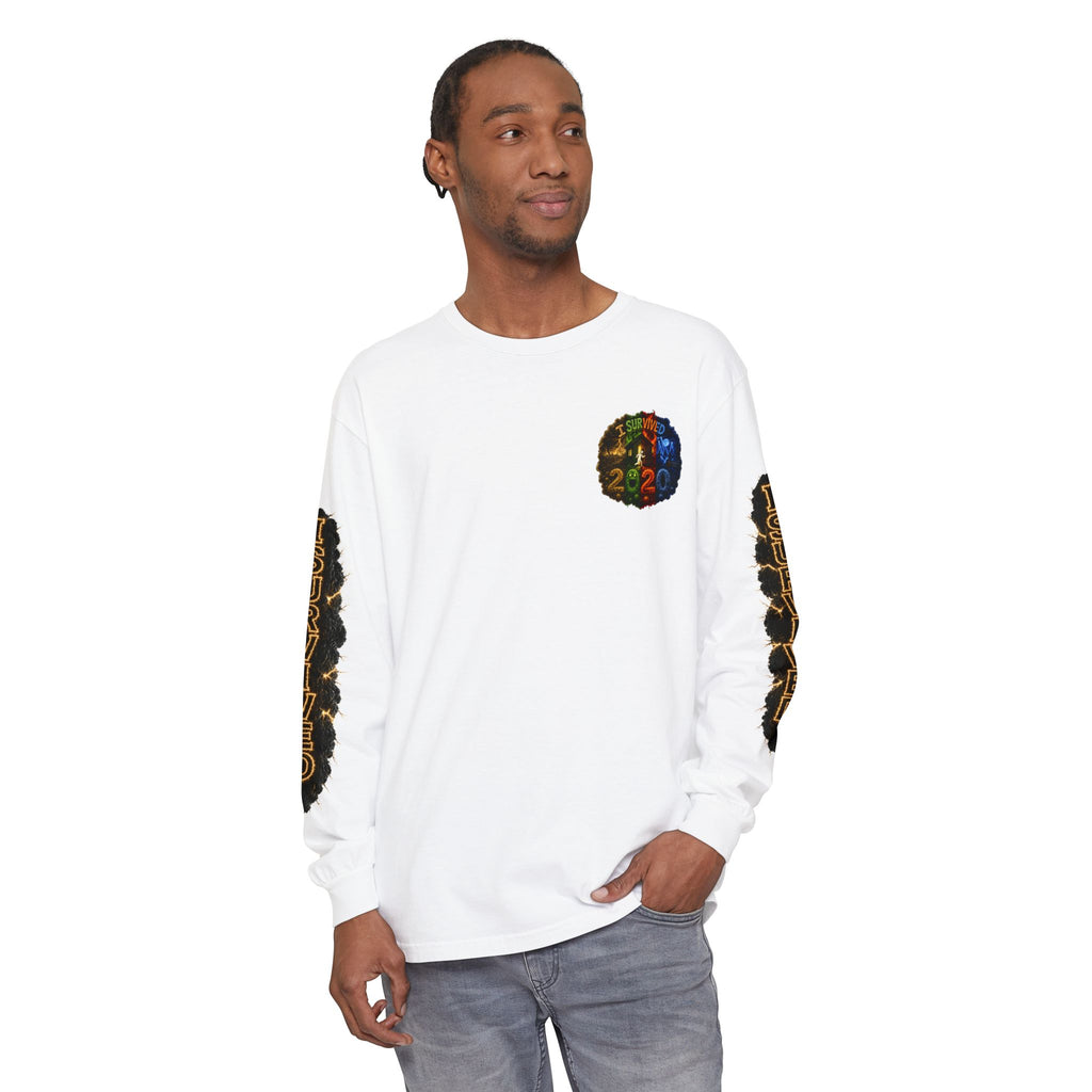 I Survived 2020 — "No Signal" Test Pattern Tee Special Edition Alien Broadcast Finale Summer Premiere Unisex Garment-Dyed Long Sleeve T-Shirt